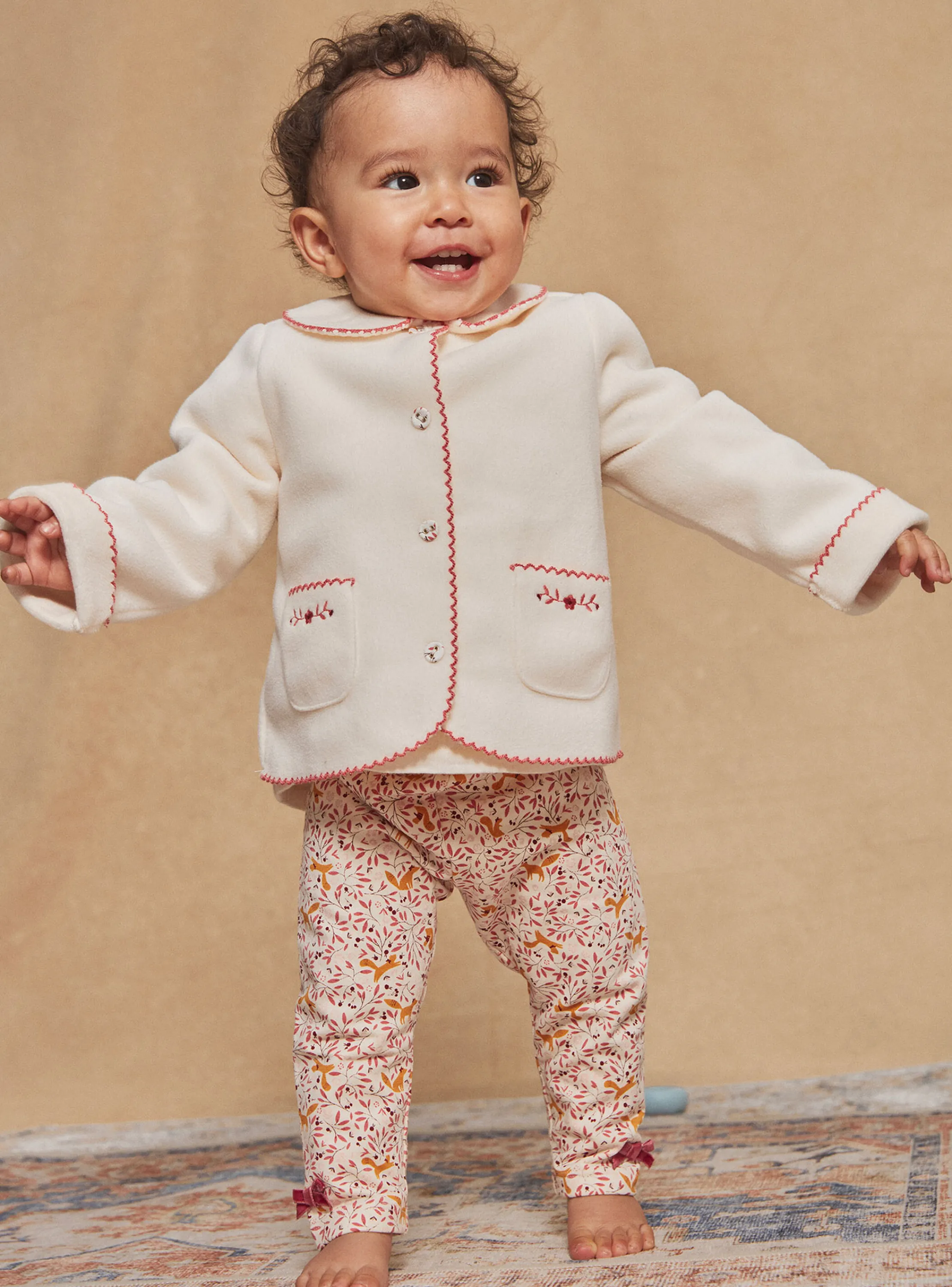 Best Sale Sergent Major Ecru leggings with floral and fox prints