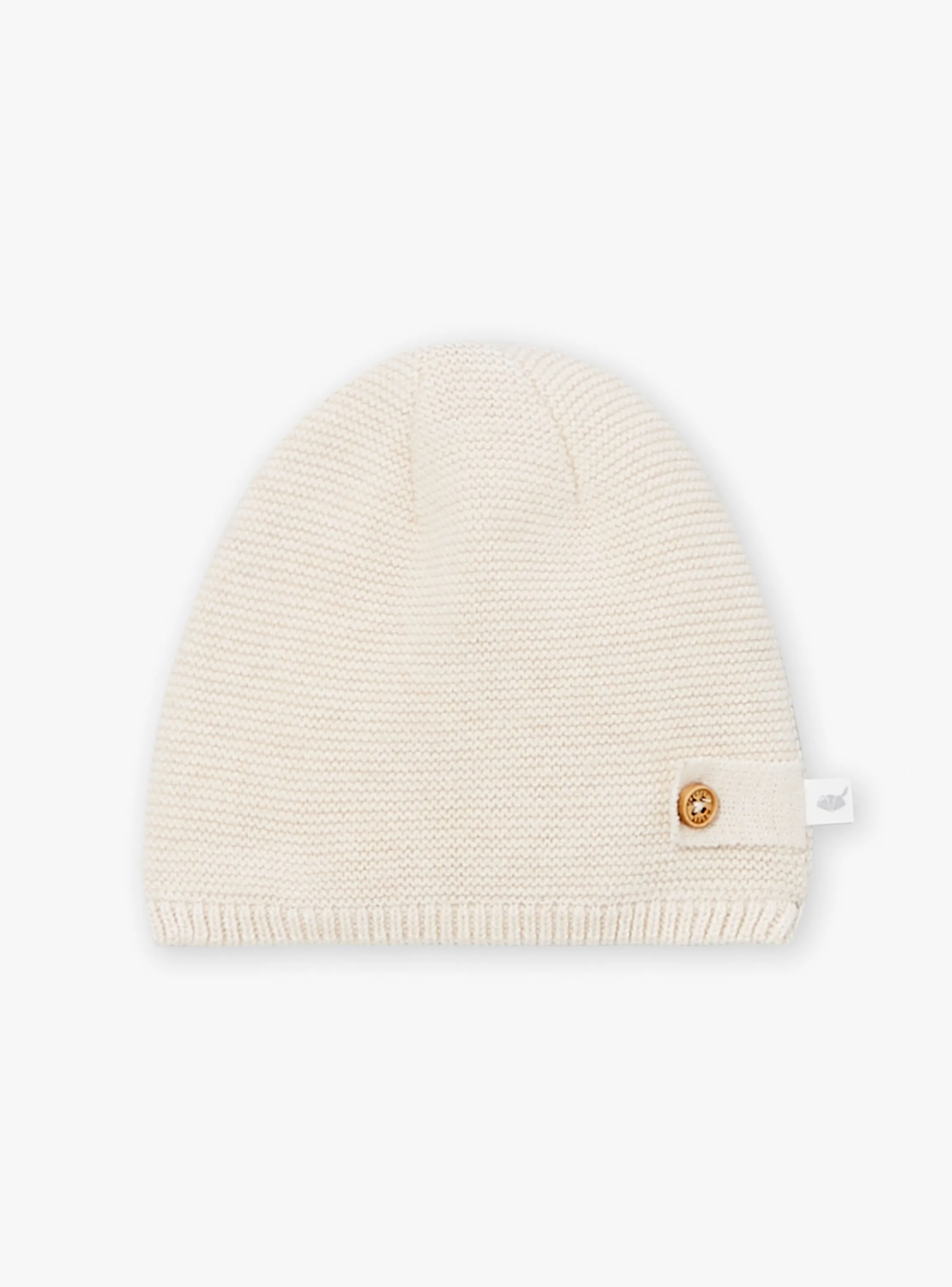 Cheap Sergent Major Ecru mottled wool and cotton baby beanie
