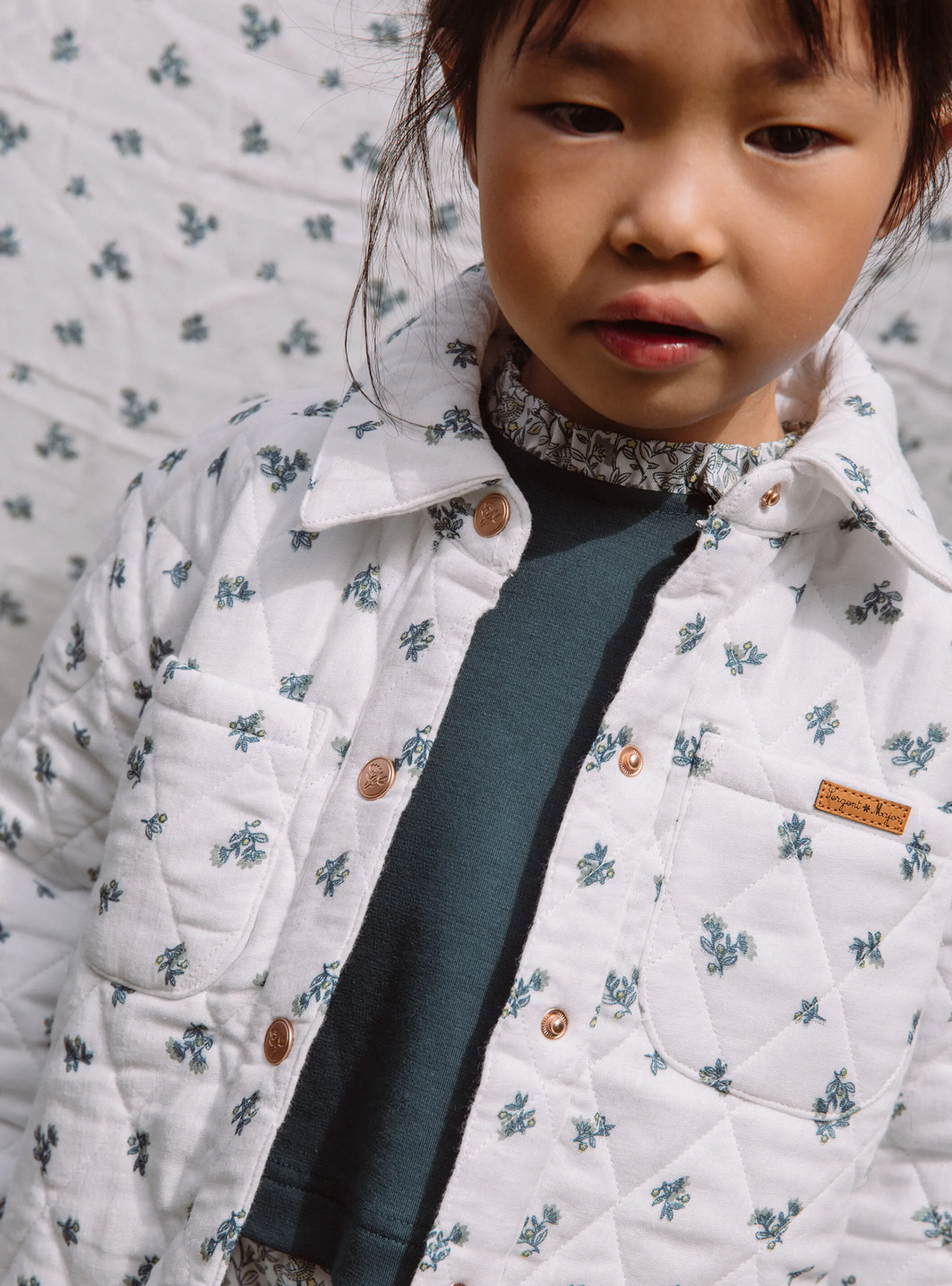 Cheap Sergent Major Ecru quilted jacket with floral print