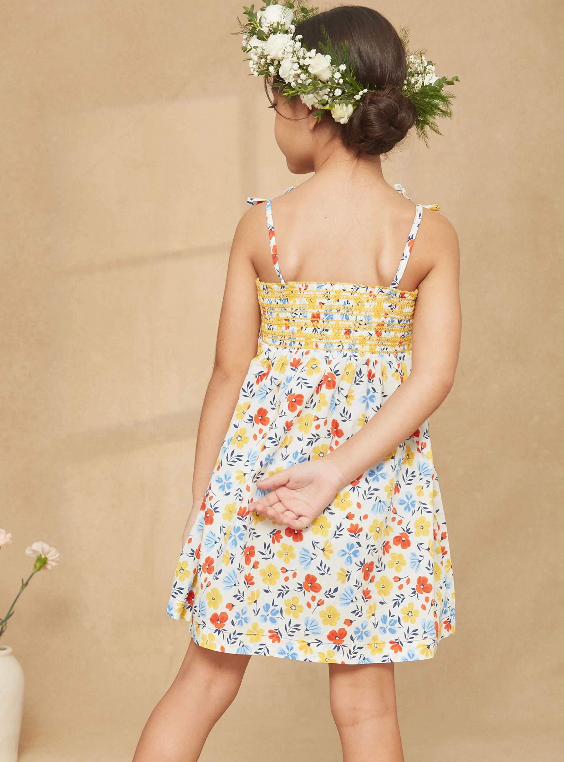 Best Sergent Major Ecru smock dress with floral print