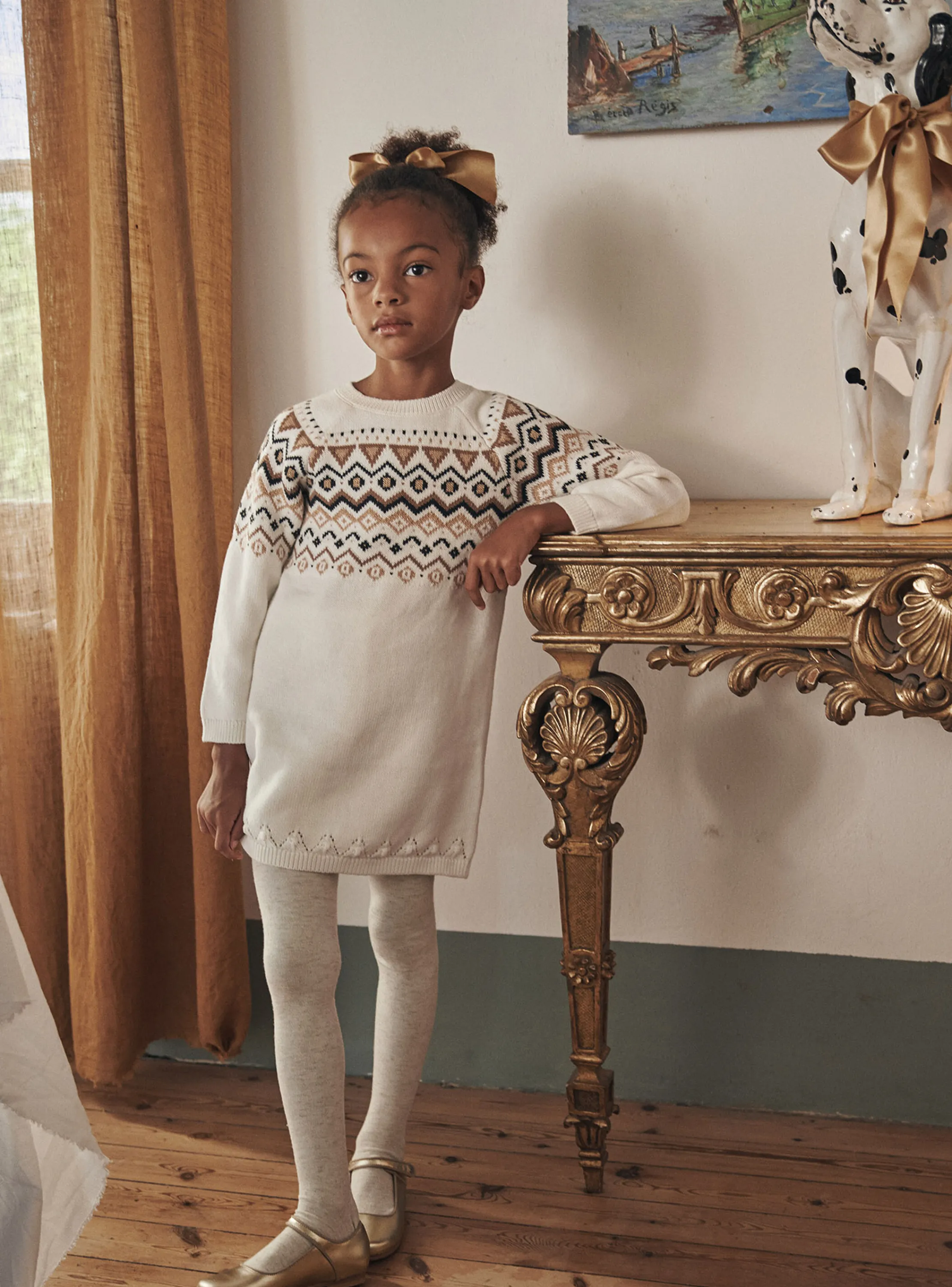 Clearance Sergent Major Ecru sweater dress with jacquard pattern