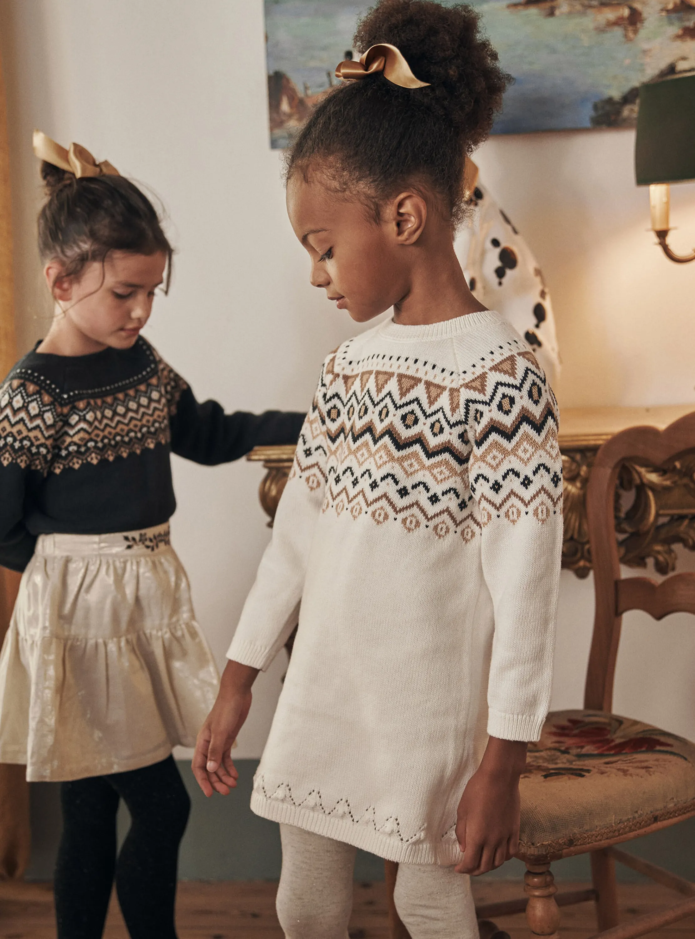 Clearance Sergent Major Ecru sweater dress with jacquard pattern