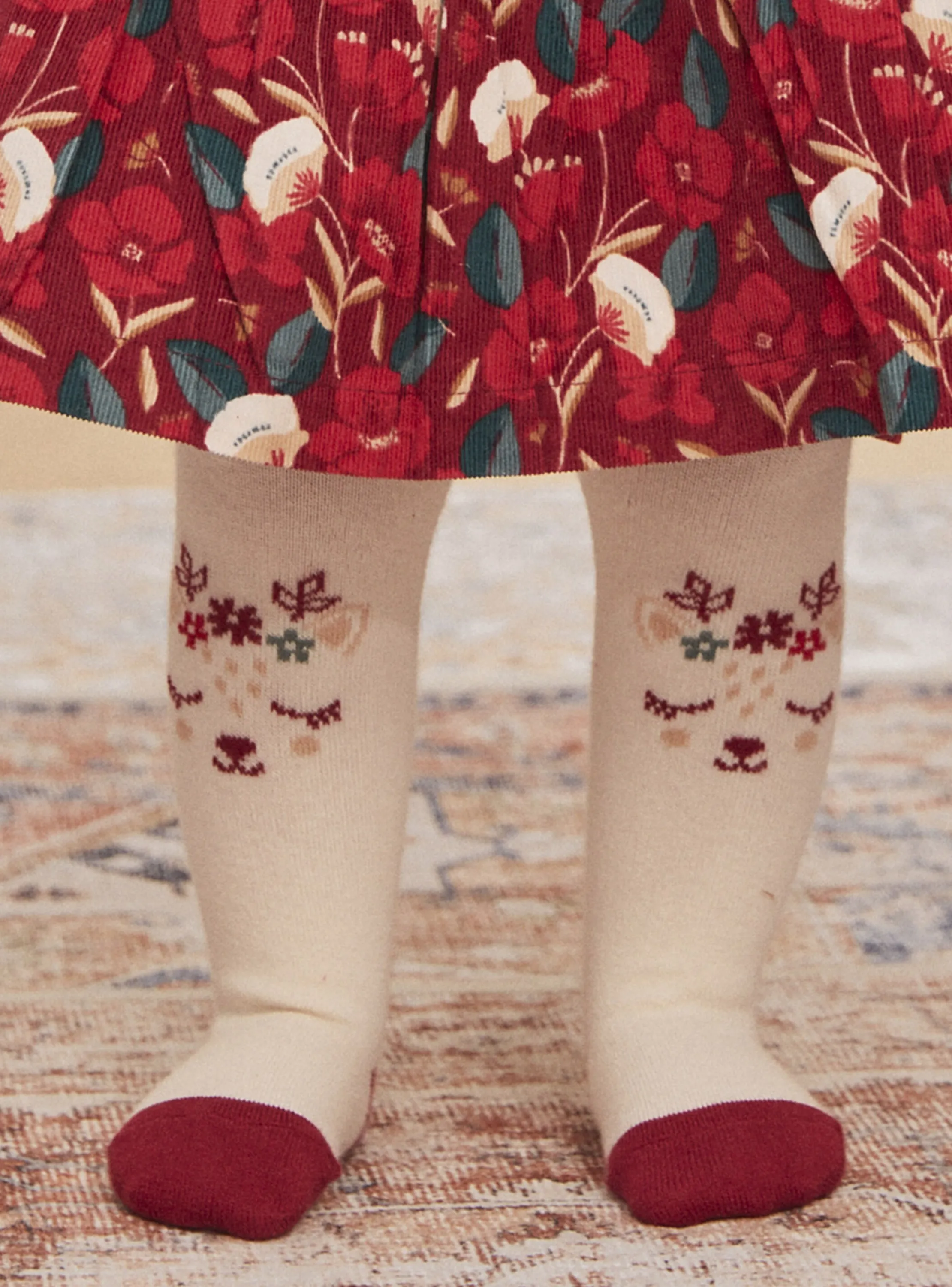Best Sale Sergent Major Ecru tights with animal head jacquard