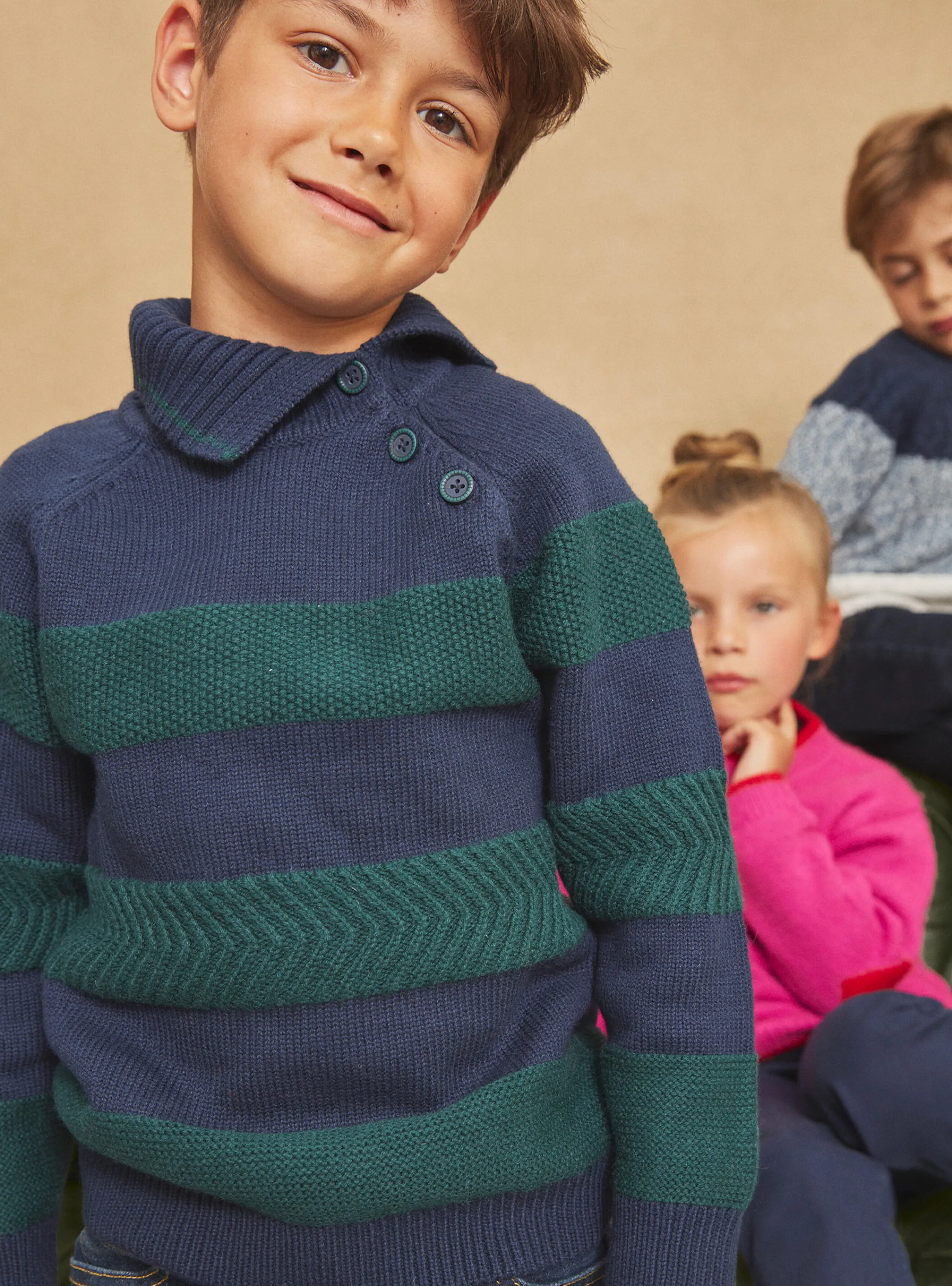 Discount Sergent Major Emerald green and navy blue sweater in fancy knitwear