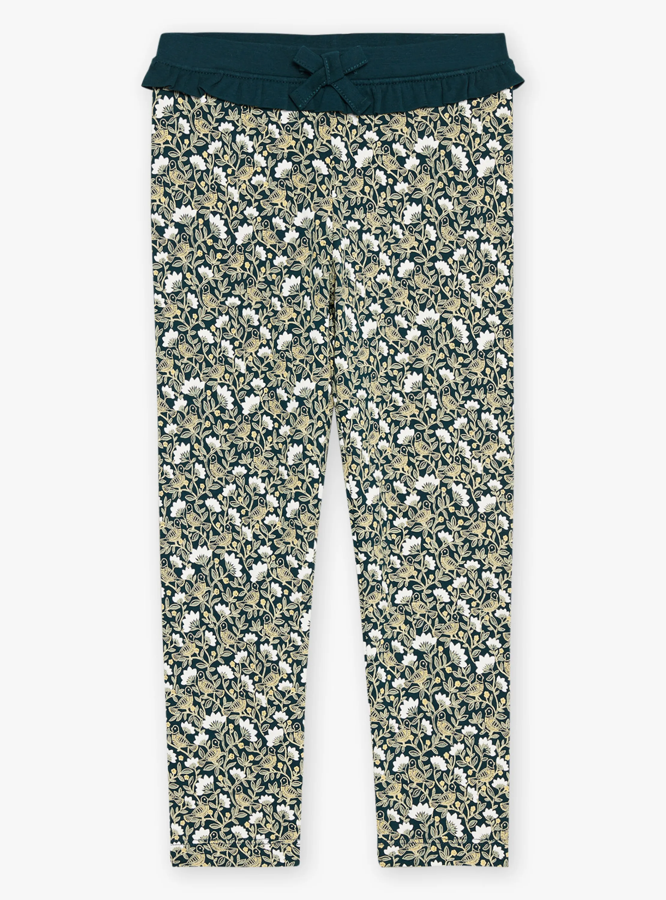 Clearance Sergent Major Emerald green and yellow floral-print leggings