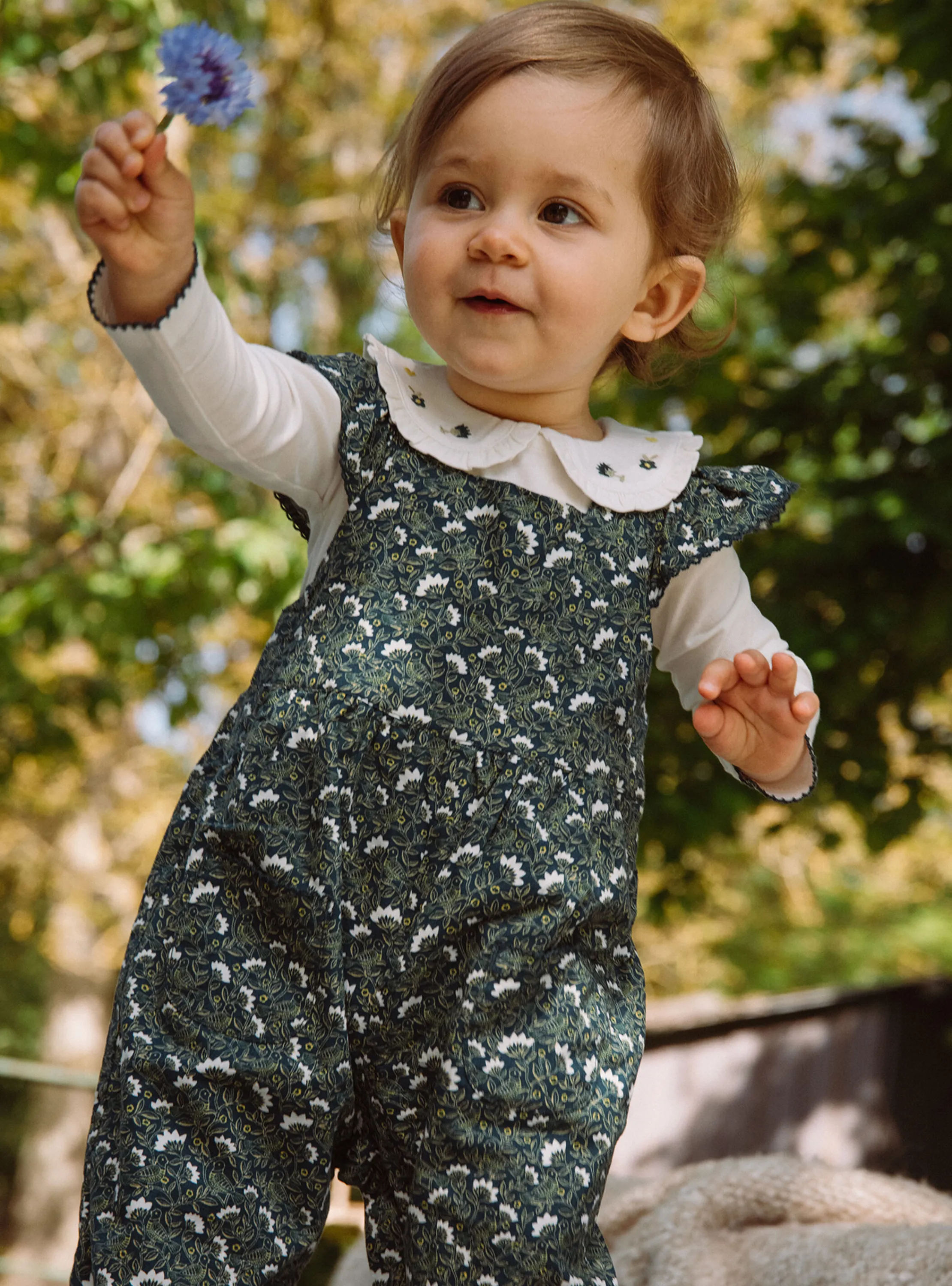 Hot Sergent Major Emerald green dungarees with floral print