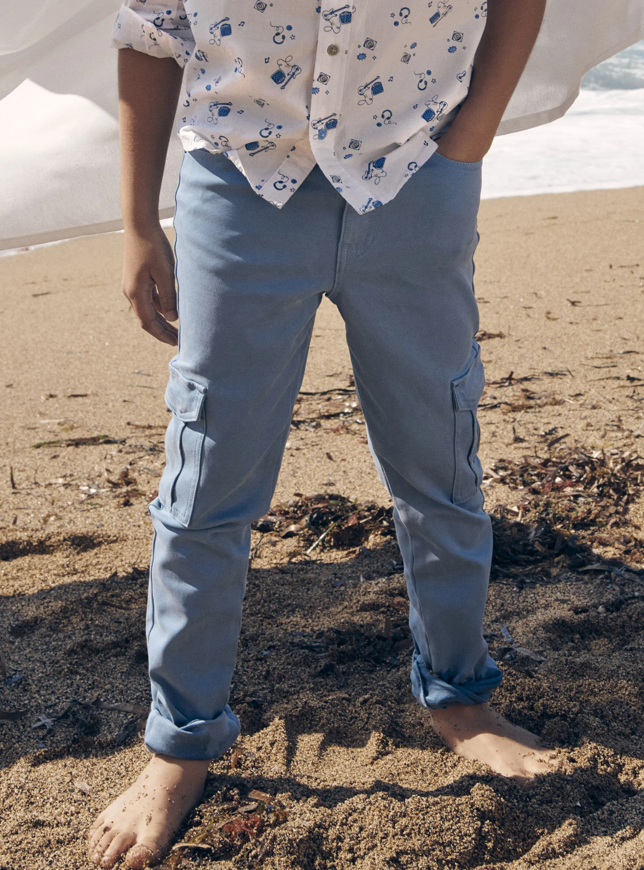 Hot Sergent Major Frosted blue slim-fit cargo pants