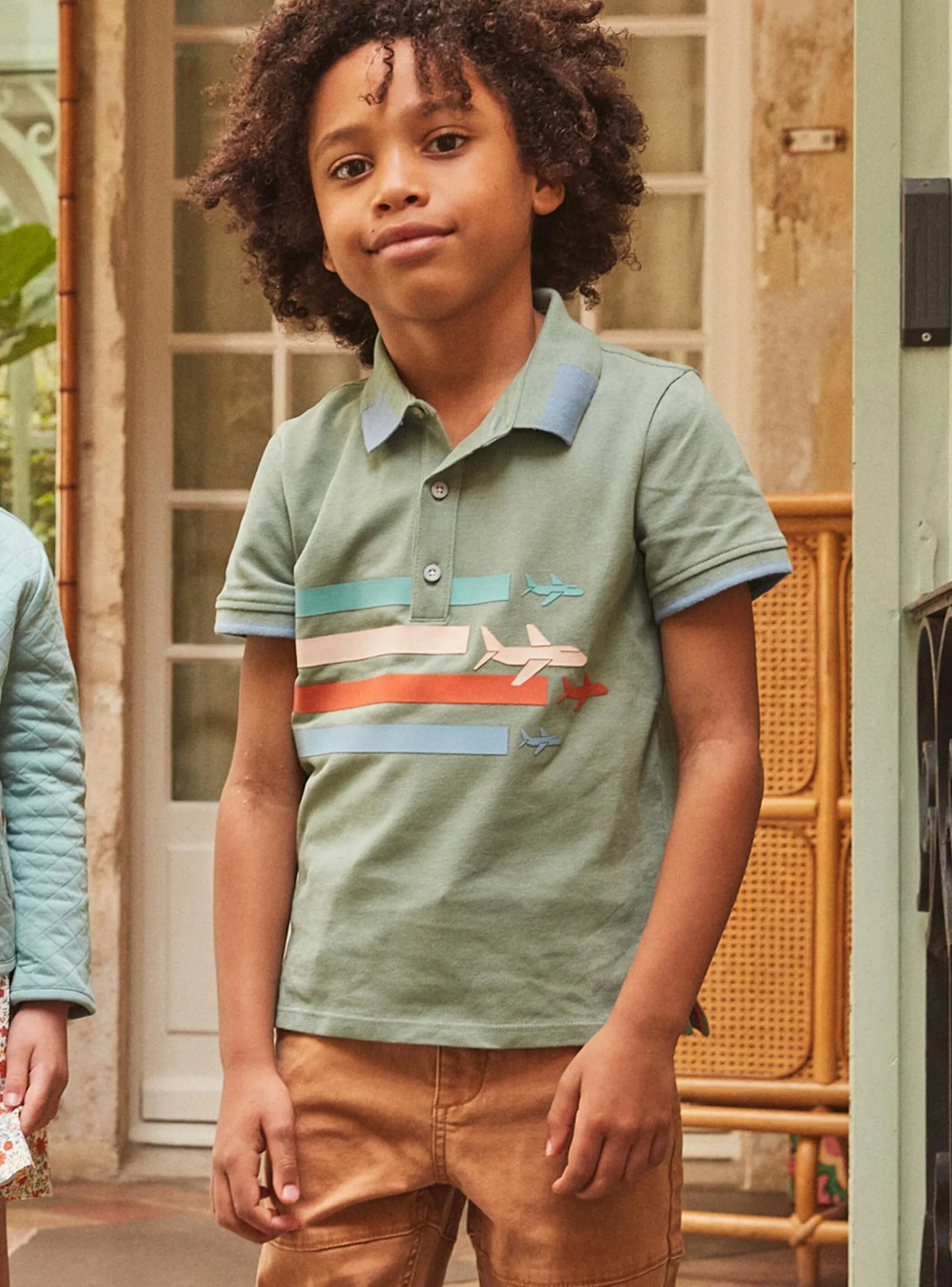 Shop Sergent Major Green polo shirt with aircraft motif