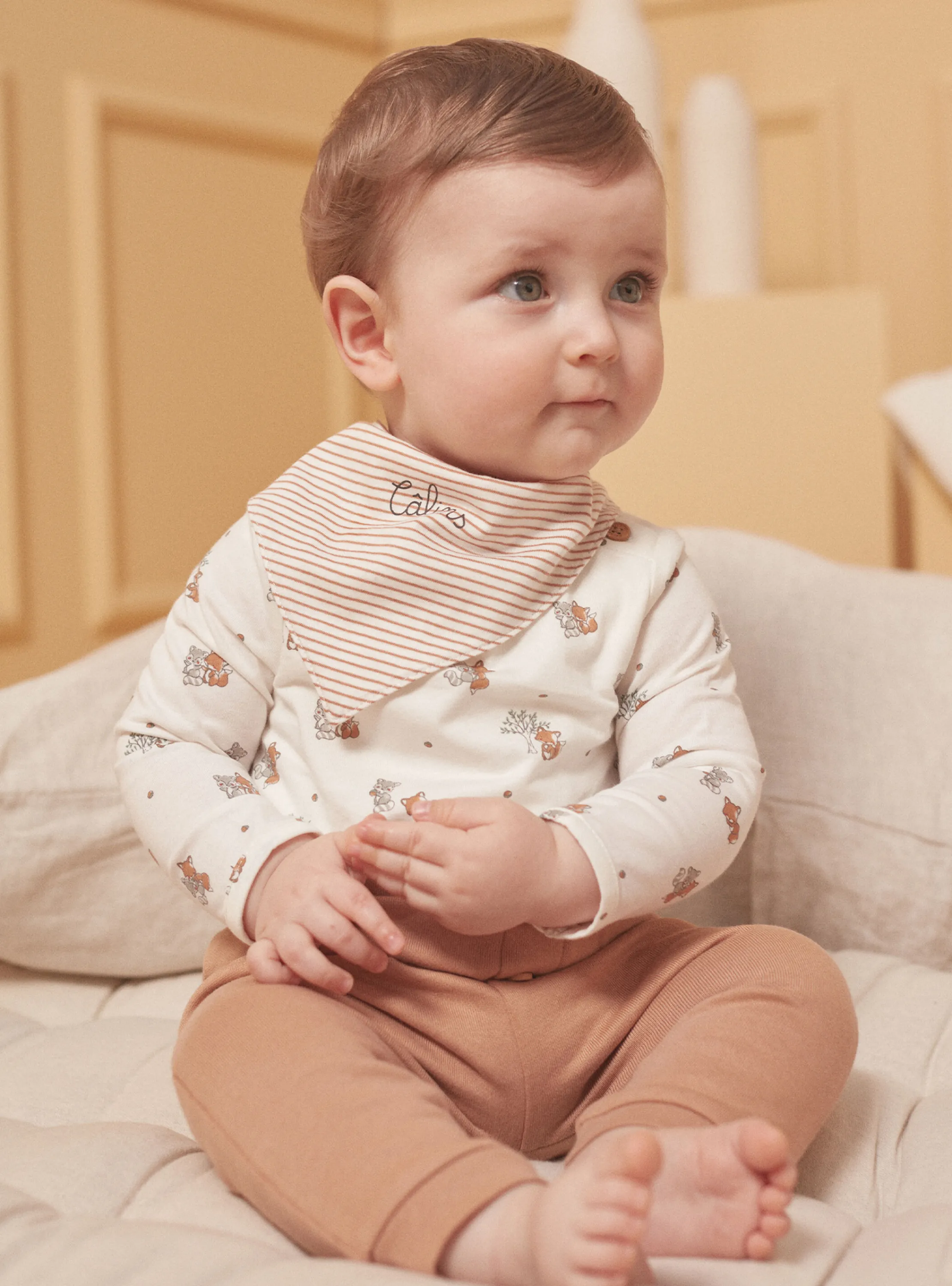 Online Sergent Major Hazelnut and ecru top, pants and bandana set