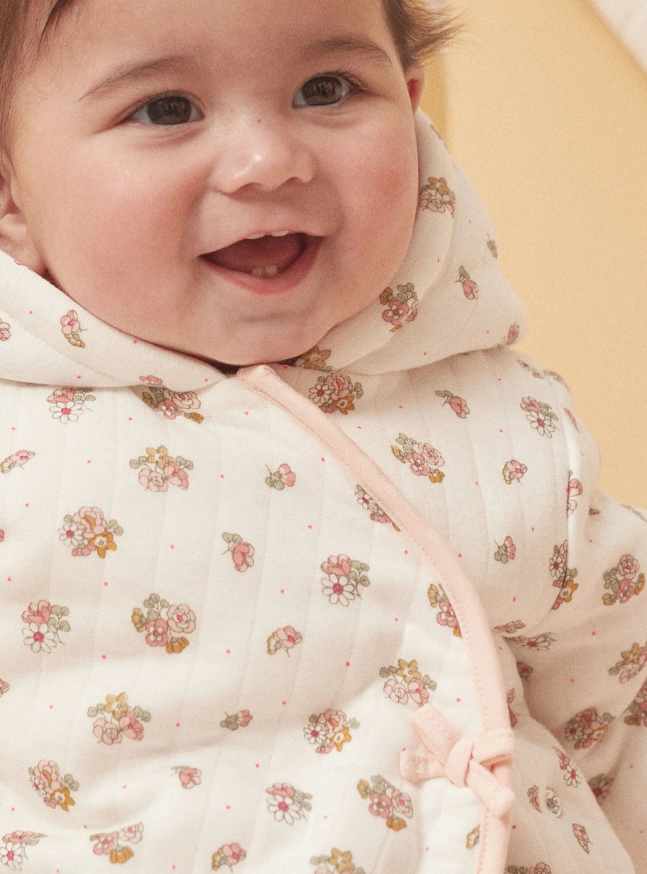 Best Sergent Major Hooded baby jacket in ecru tubique