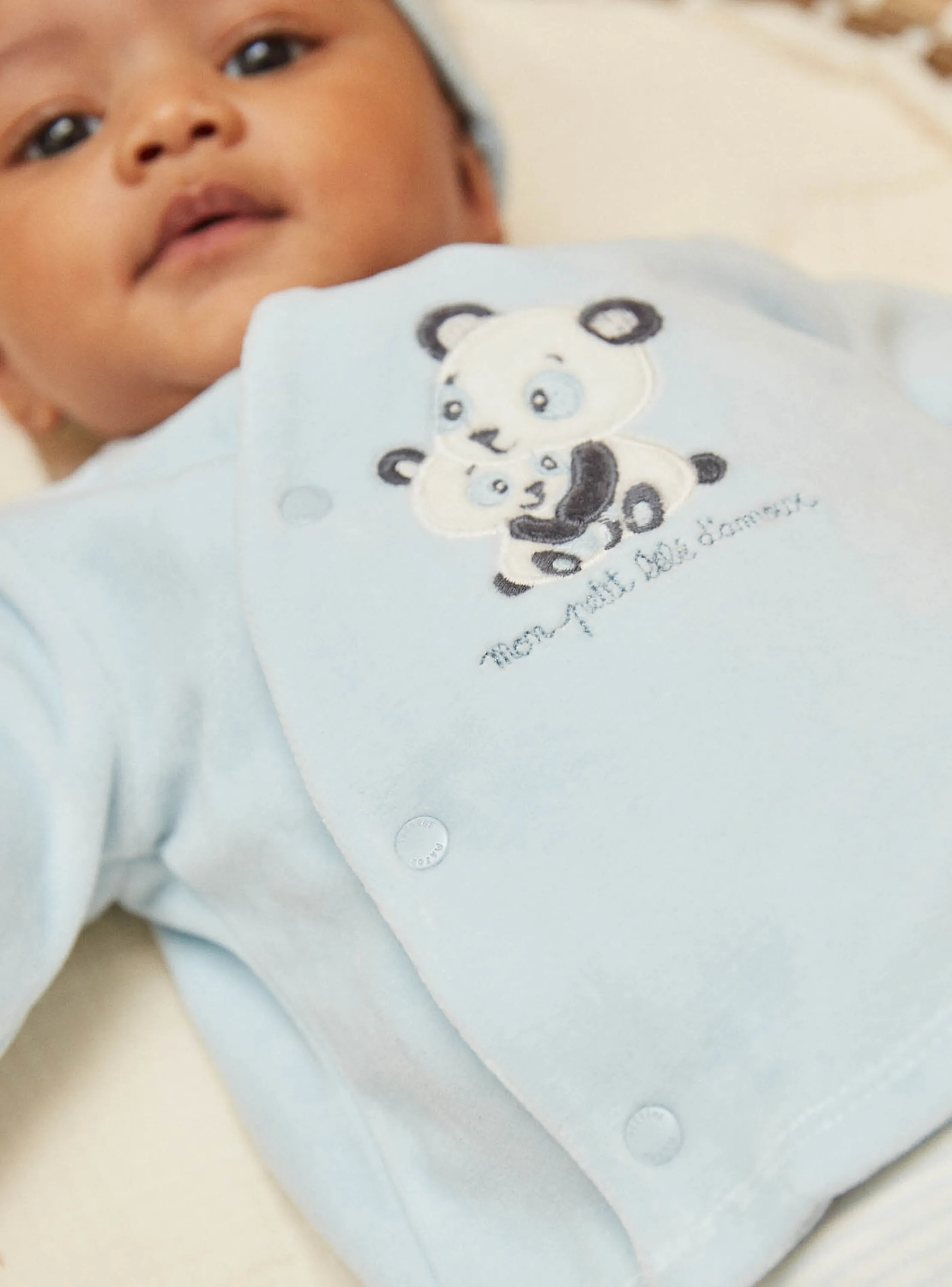 Discount Sergent Major Ice blue top and ecru velvet bottom
