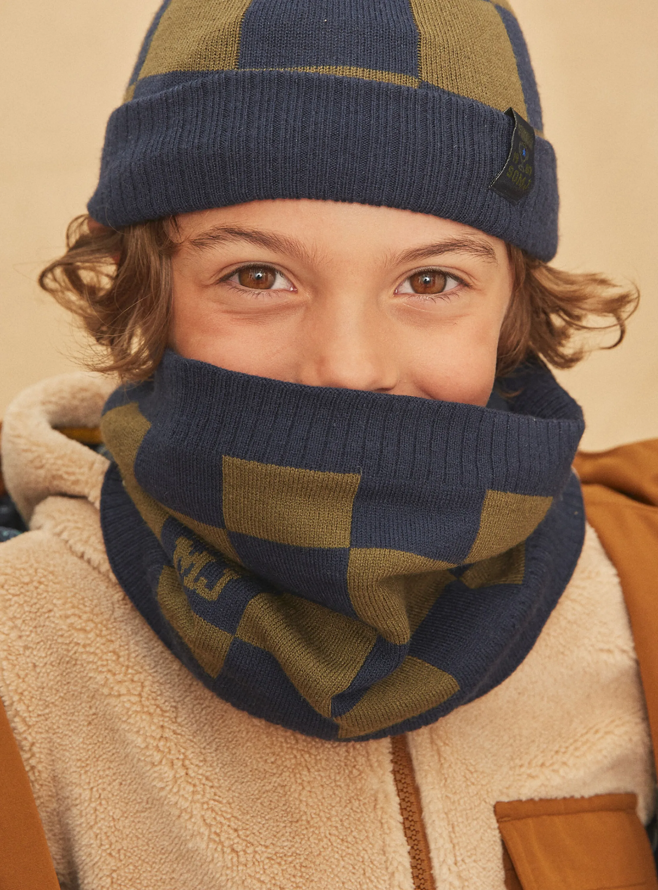 Cheap Sergent Major Khaki and navy blue knitted snood