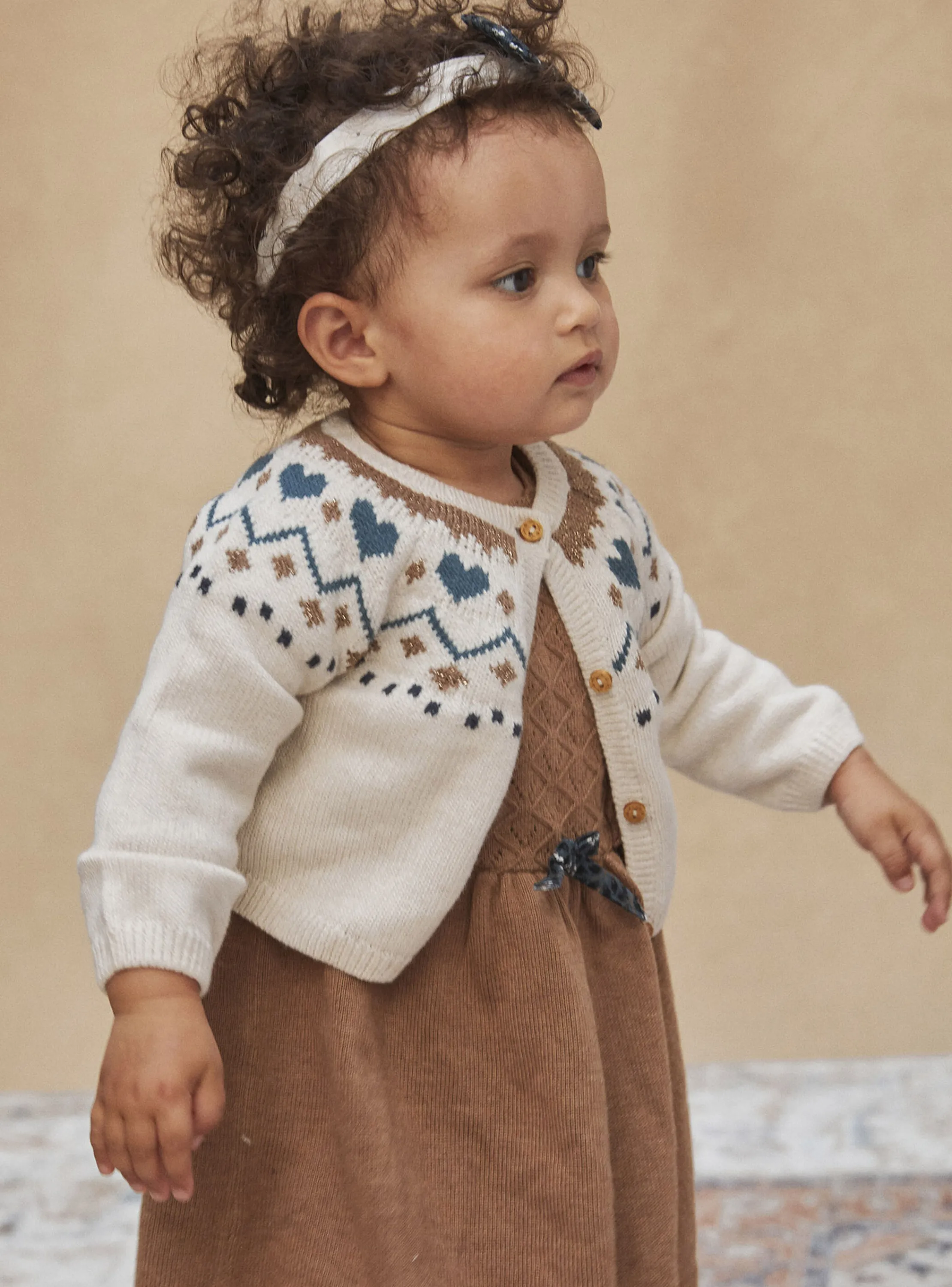 Clearance Sergent Major Light beige mottled knitted cardigan