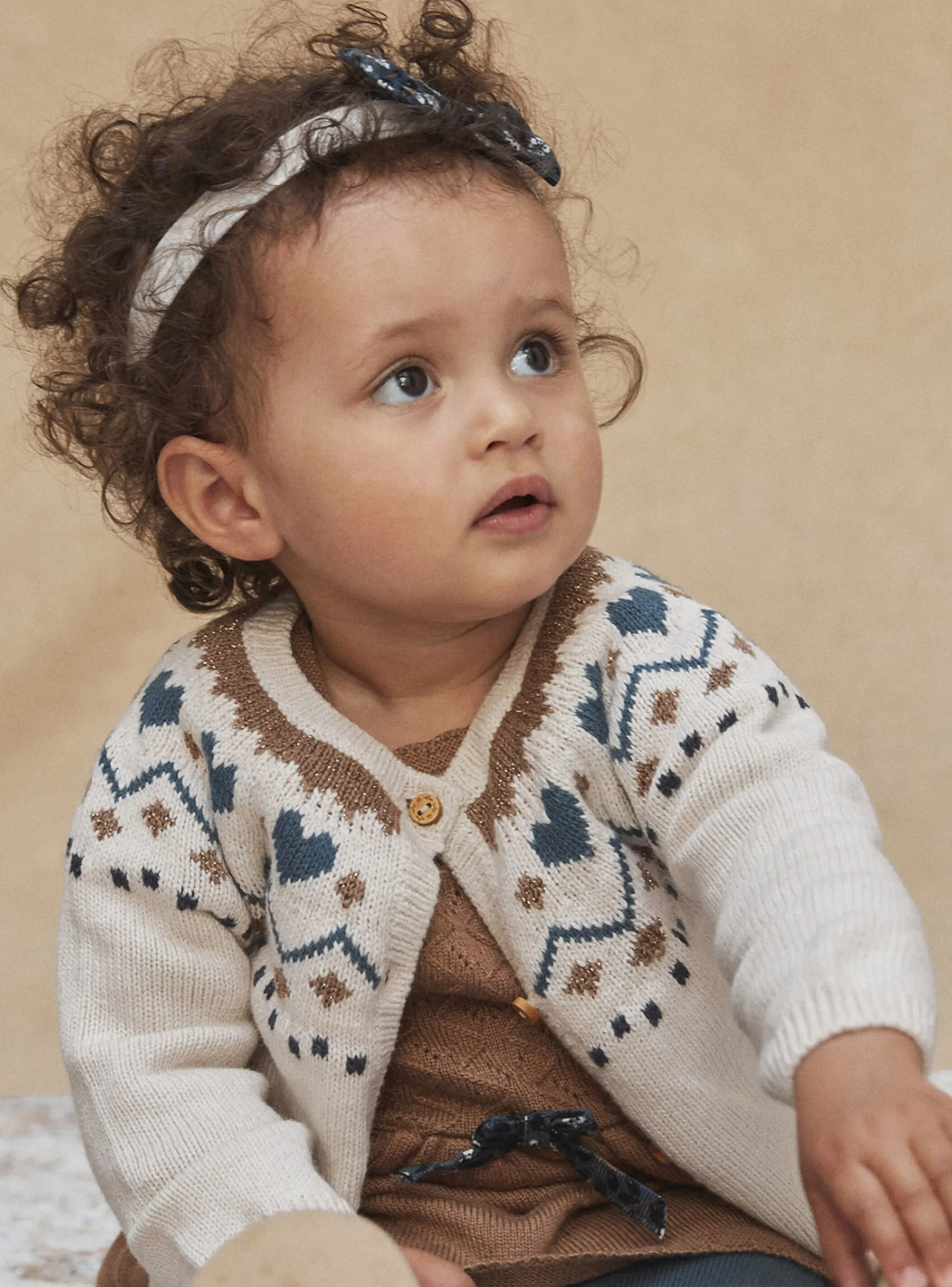 Clearance Sergent Major Light beige mottled knitted cardigan