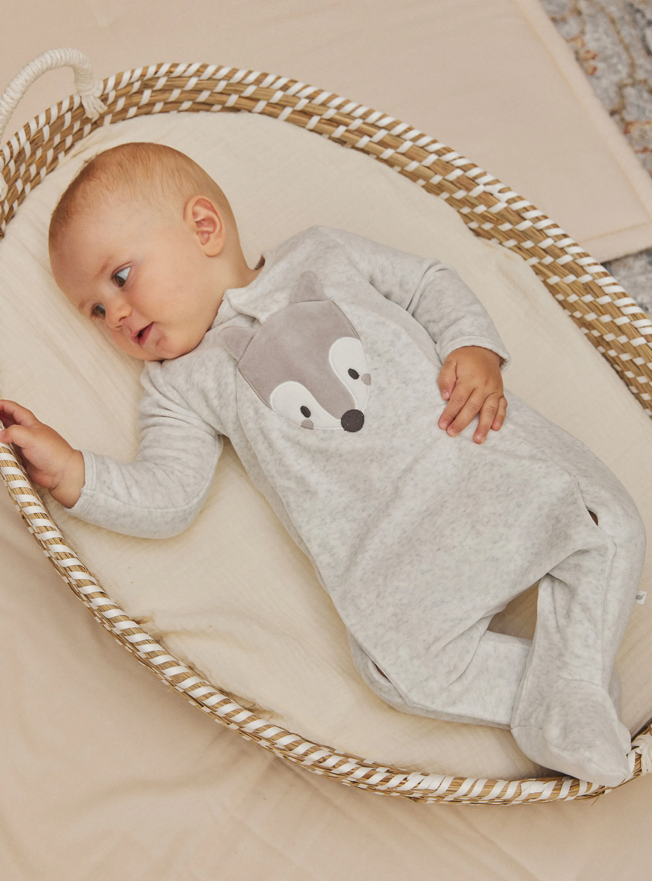 Fashion Sergent Major Light gray velvet romper