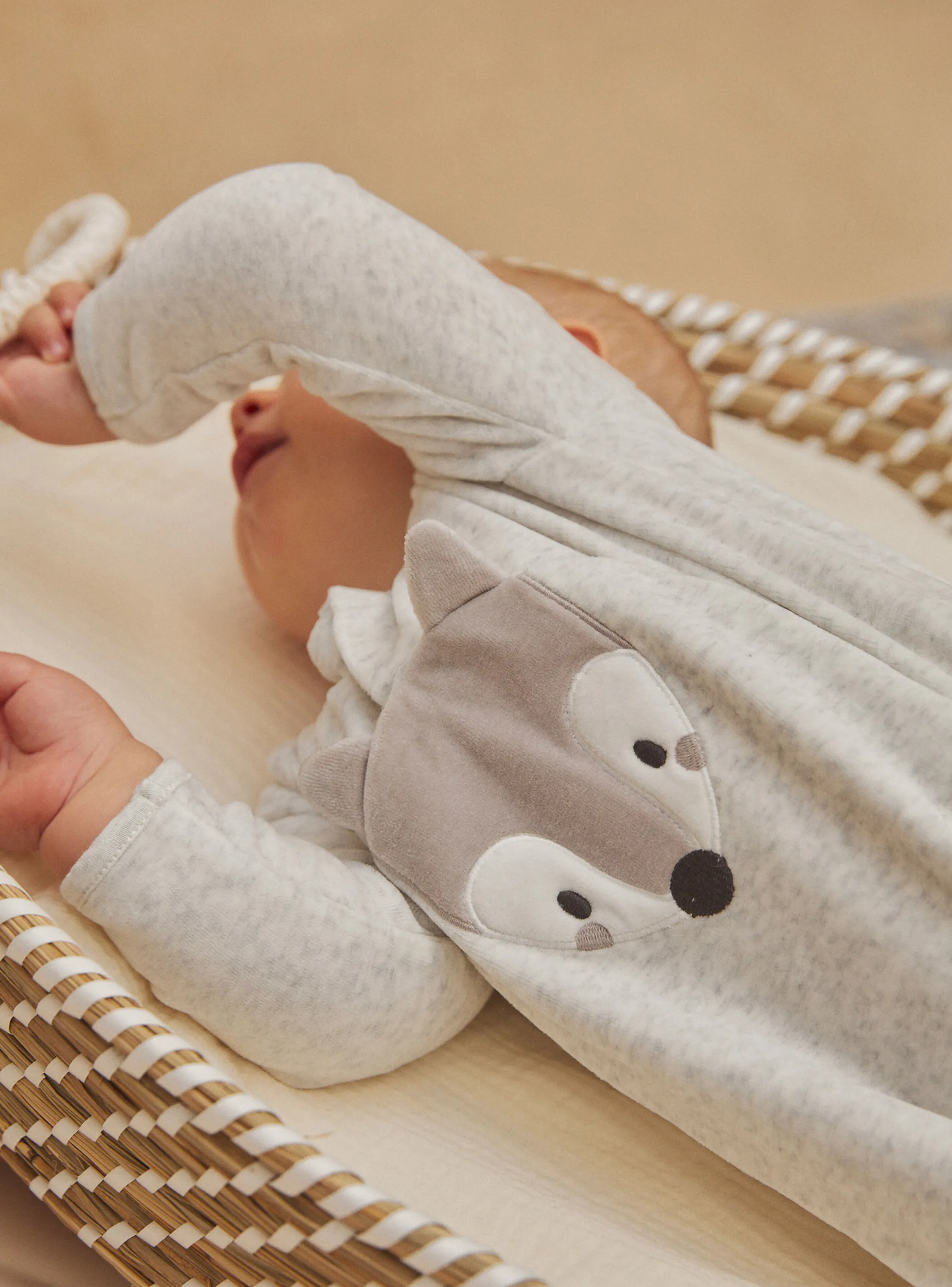 Fashion Sergent Major Light gray velvet romper