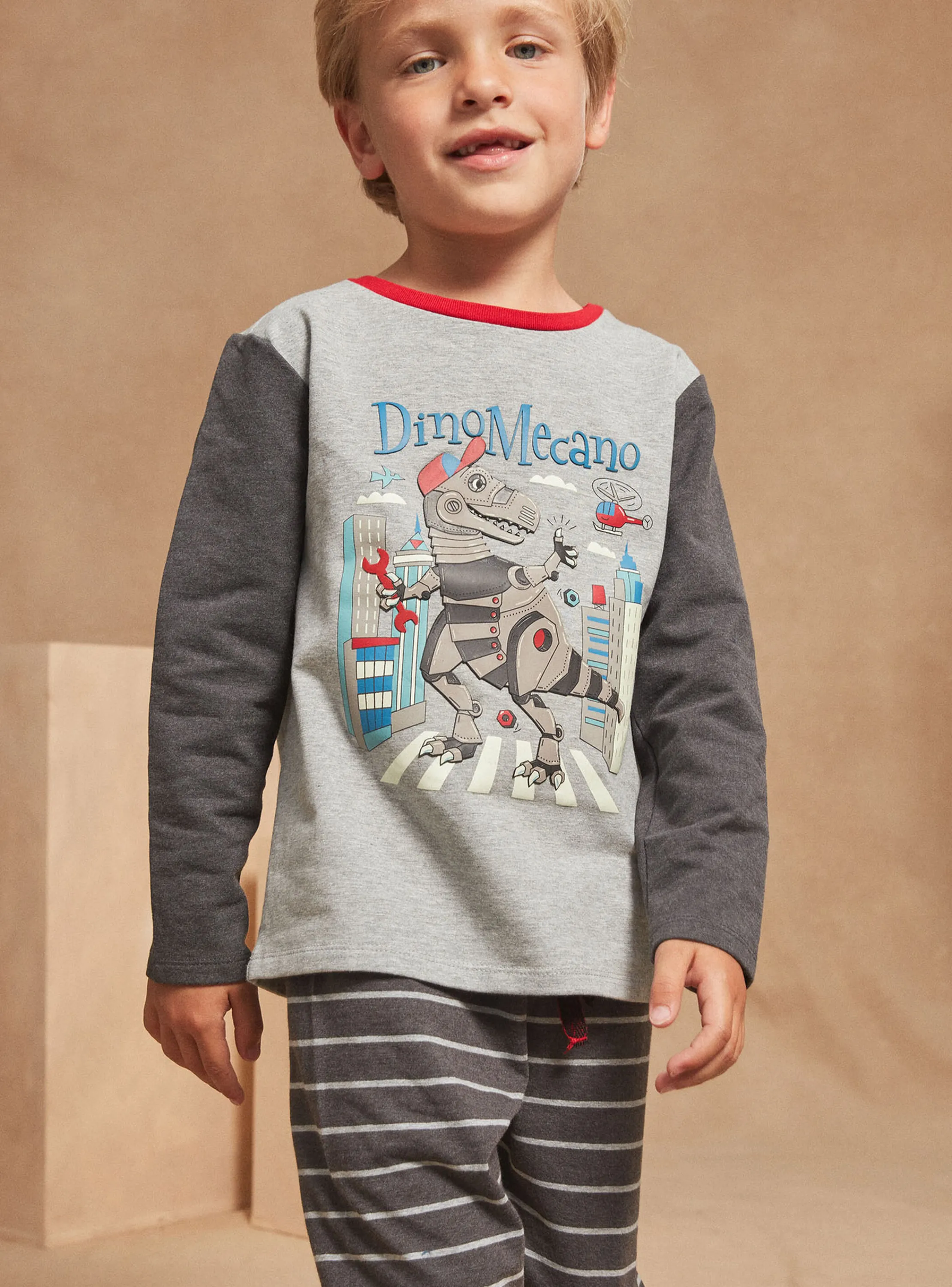 Flash Sale Sergent Major Mottled grey pyjamas in brushed fleece and jersey