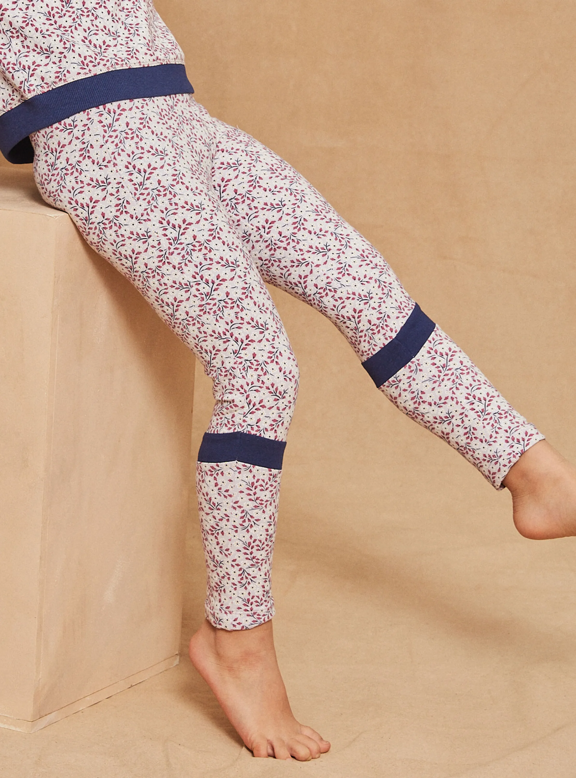Shop Sergent Major Navy blue and lilac floral print leggings
