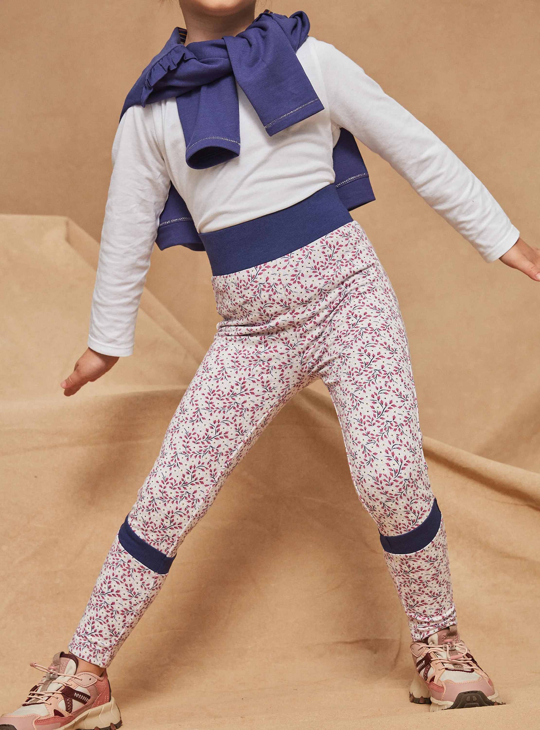 Shop Sergent Major Navy blue and lilac floral print leggings