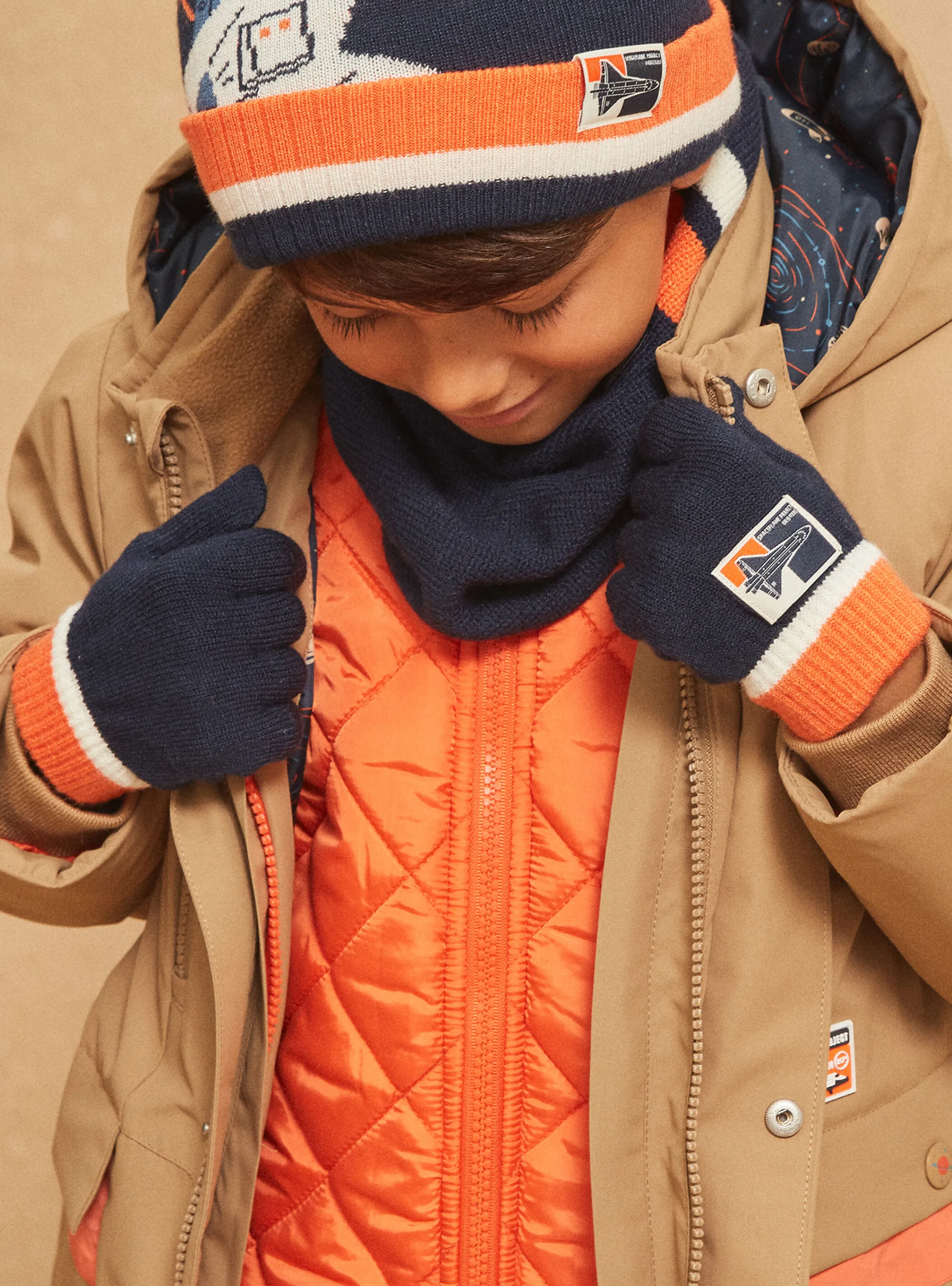 Best Sergent Major Navy blue and orange knitted gloves