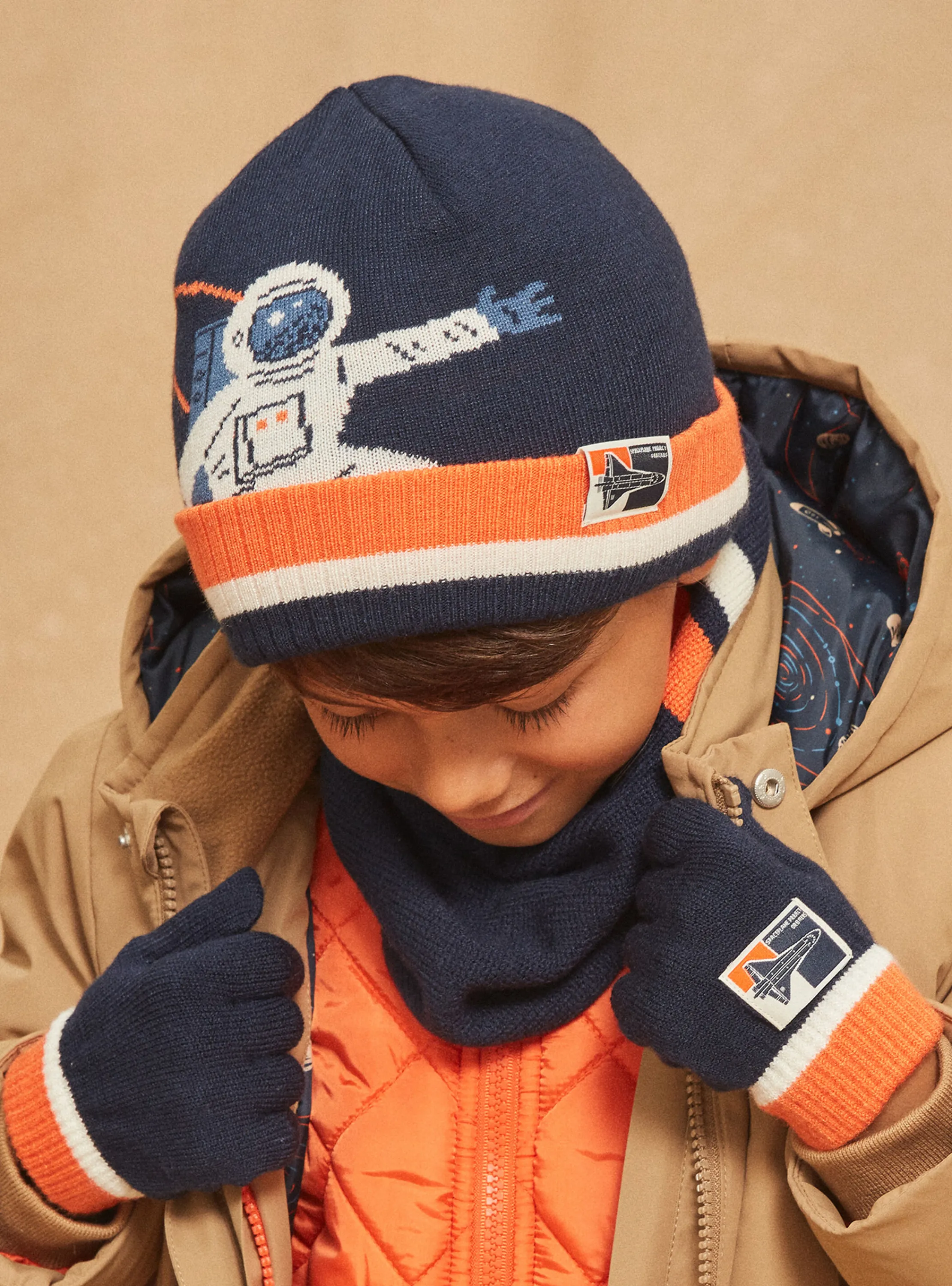 Cheap Sergent Major Navy blue and orange knitted hat