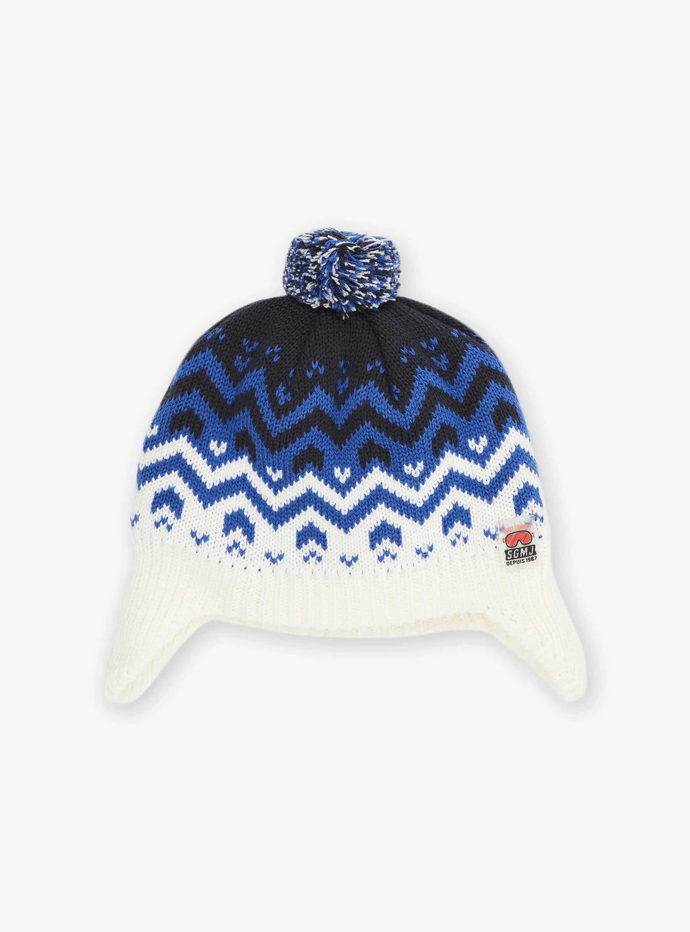 Store Sergent Major Navy blue and white knitted hat