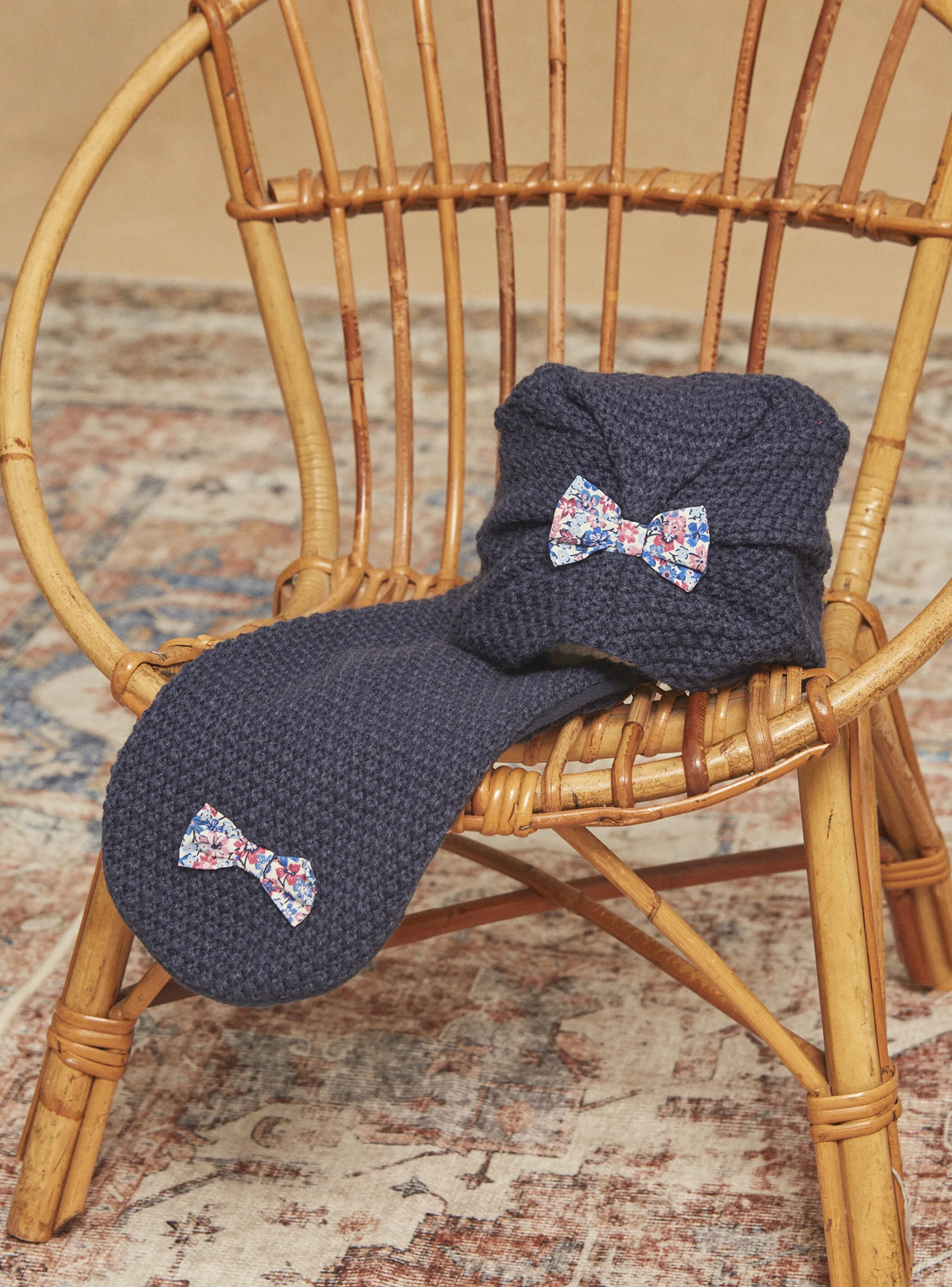 Flash Sale Sergent Major Navy blue cable-knit scarf