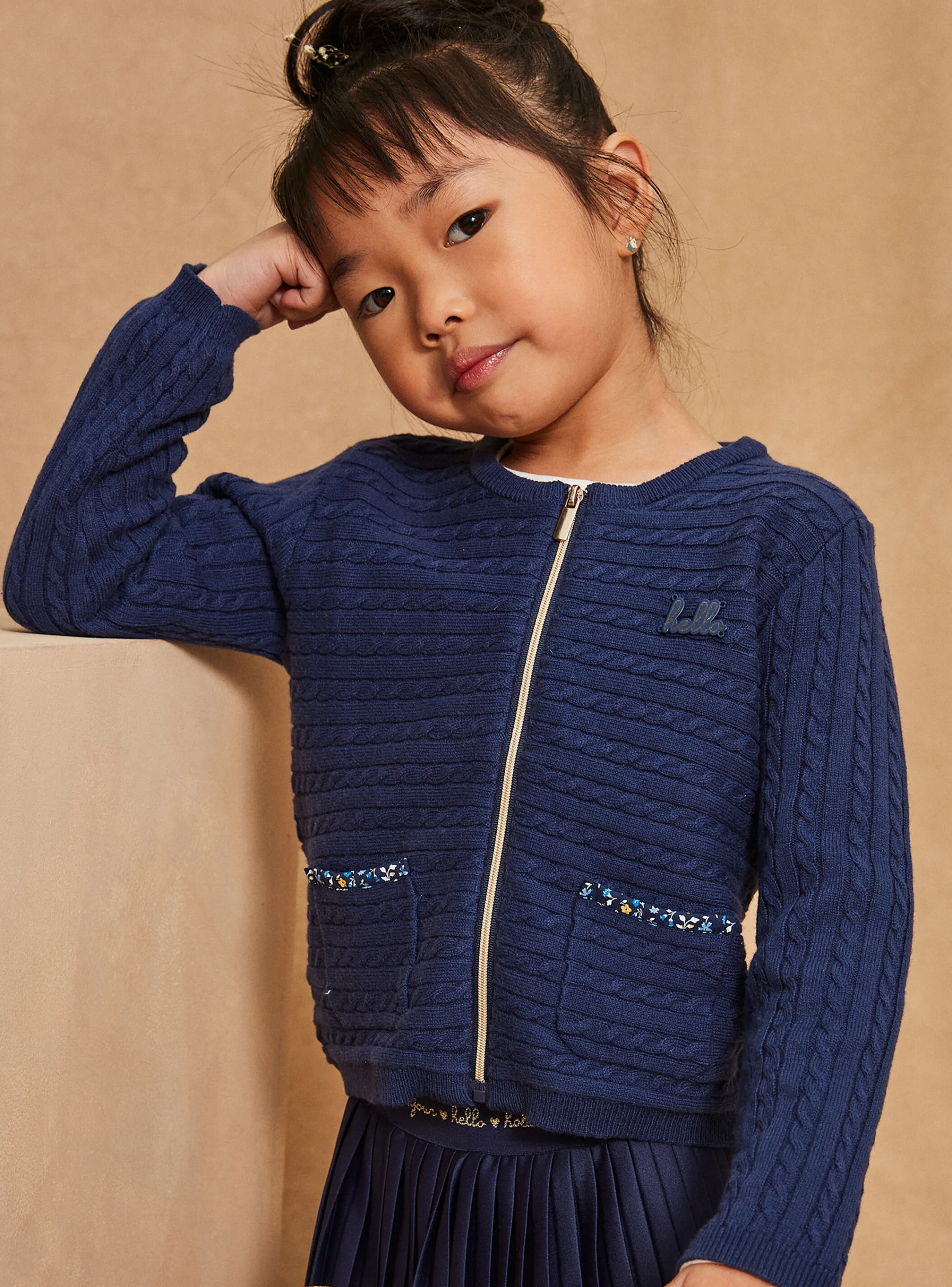 Discount Sergent Major Navy blue long-sleeved cardigan