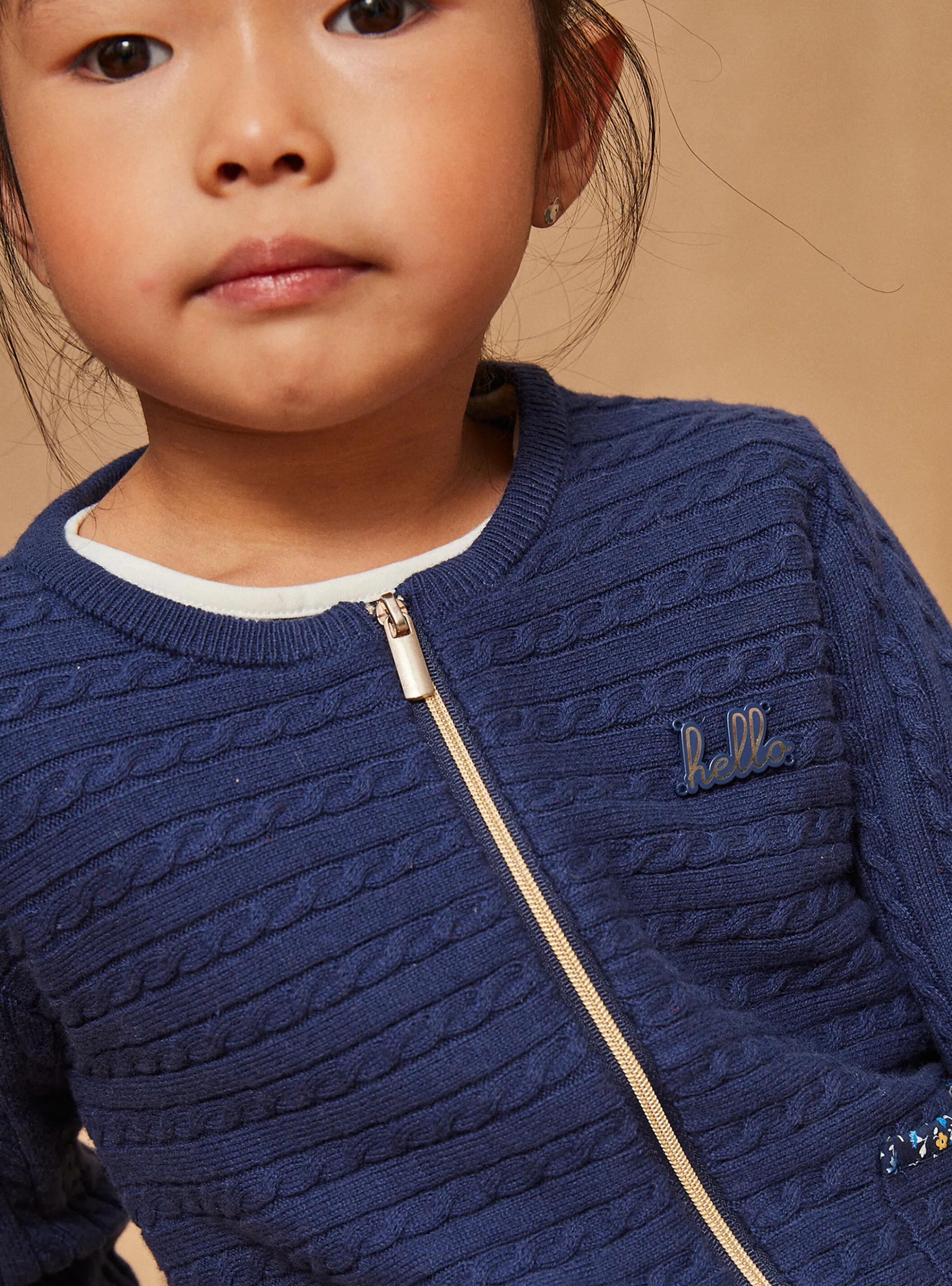 Discount Sergent Major Navy blue long-sleeved cardigan