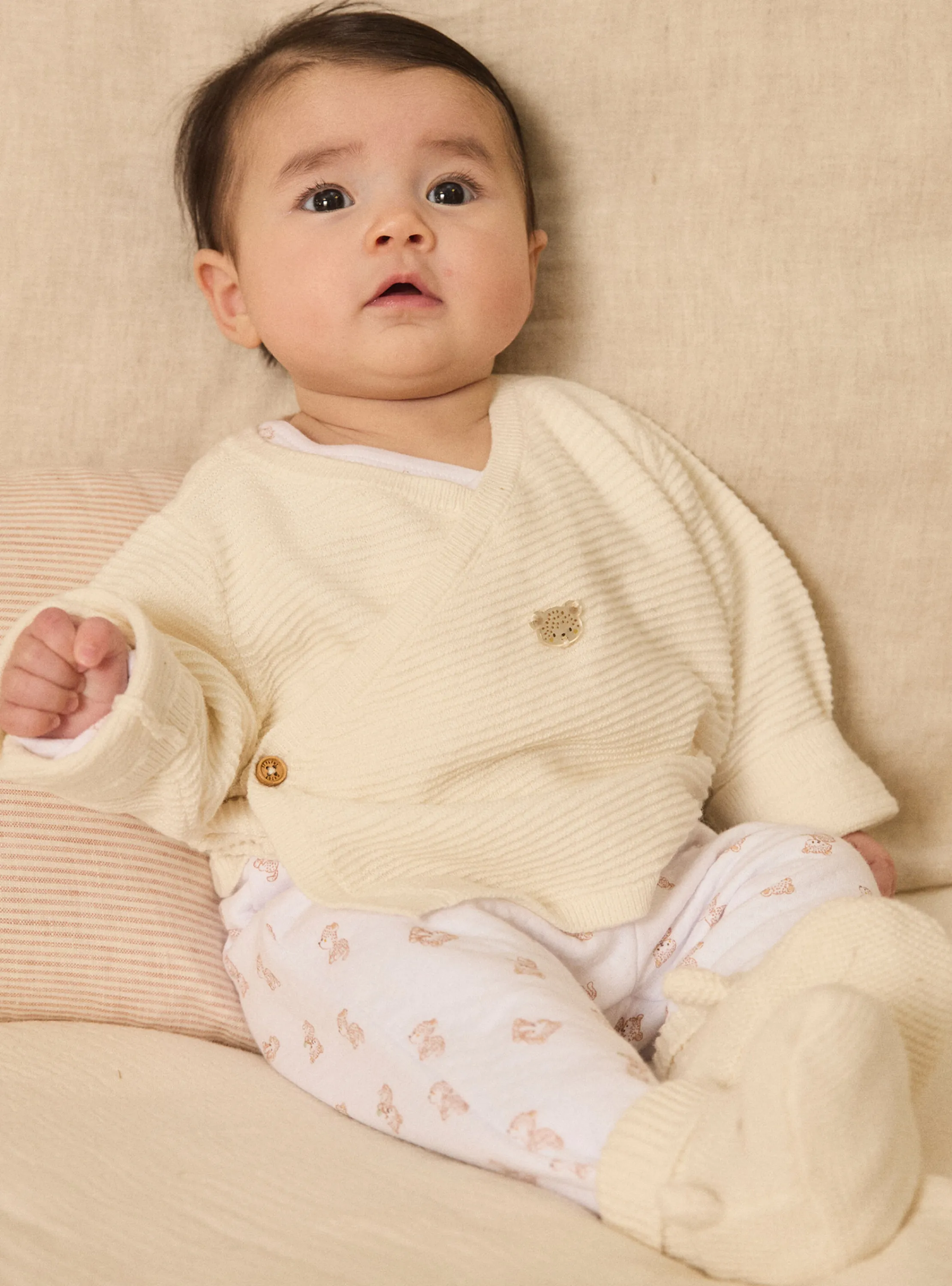 Fashion Sergent Major Off white KNITTED BABY CARDIGAN