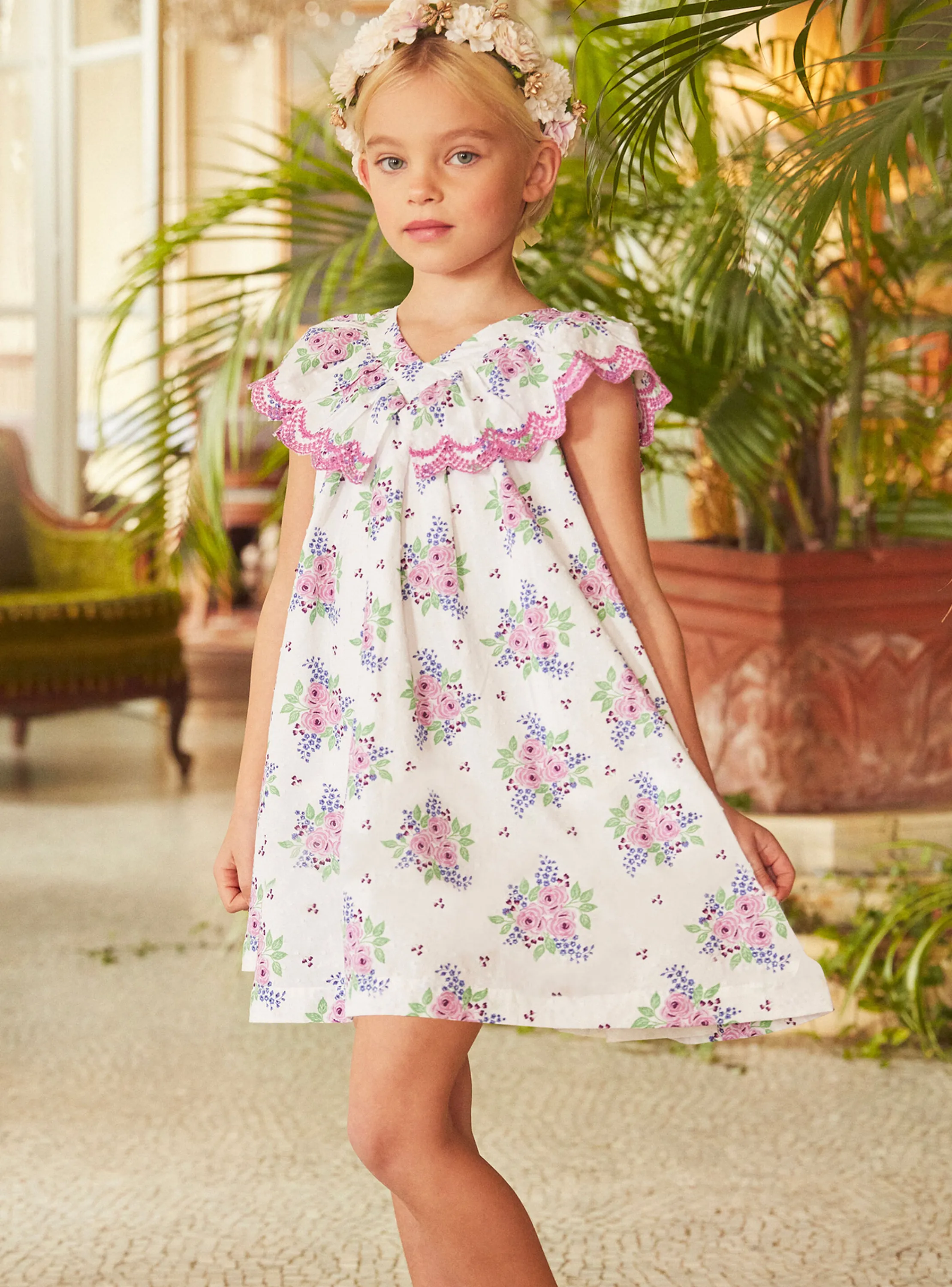 Online Sergent Major Off-white dress with roses