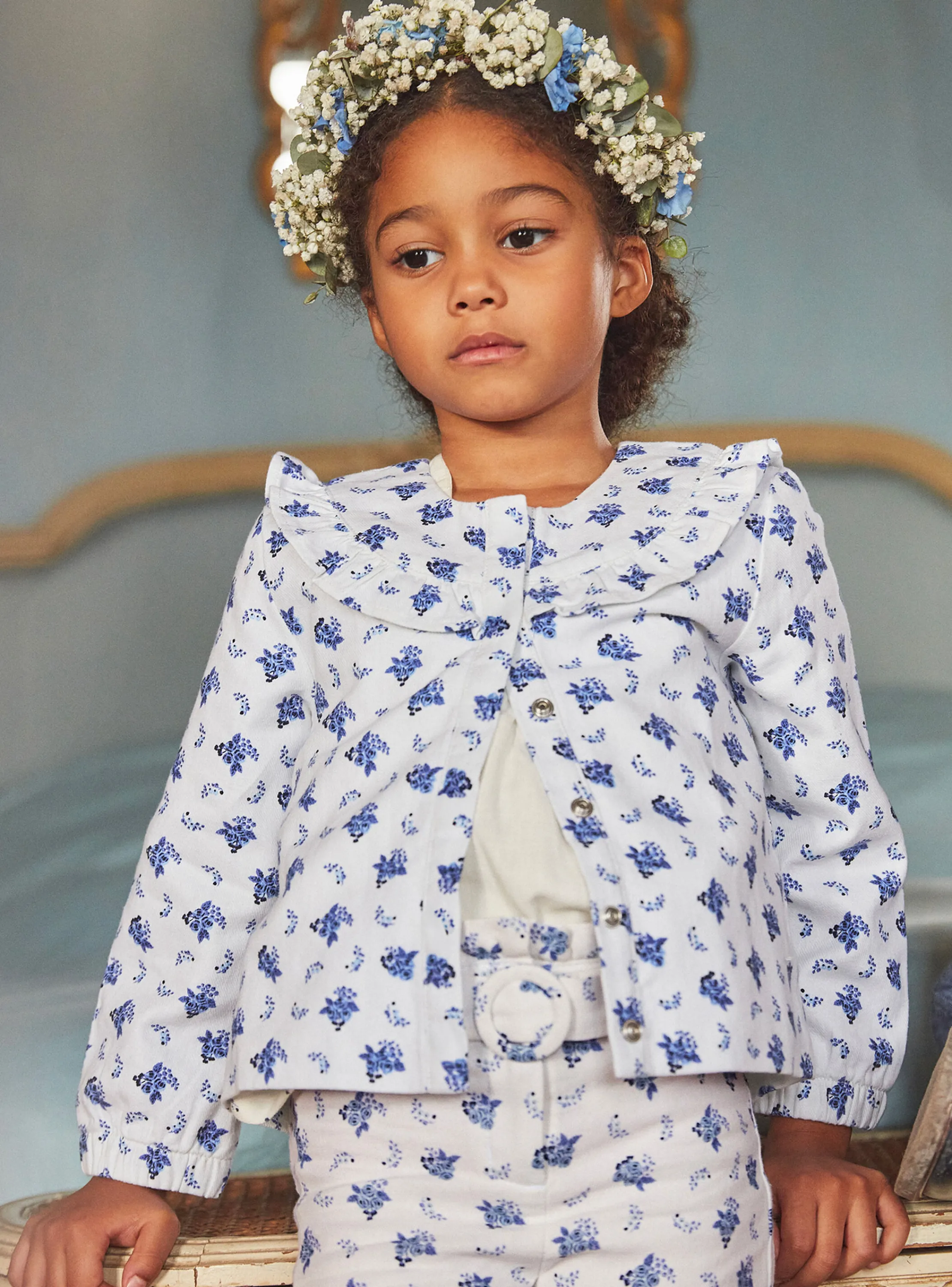 Shop Sergent Major Off-white floral jacket