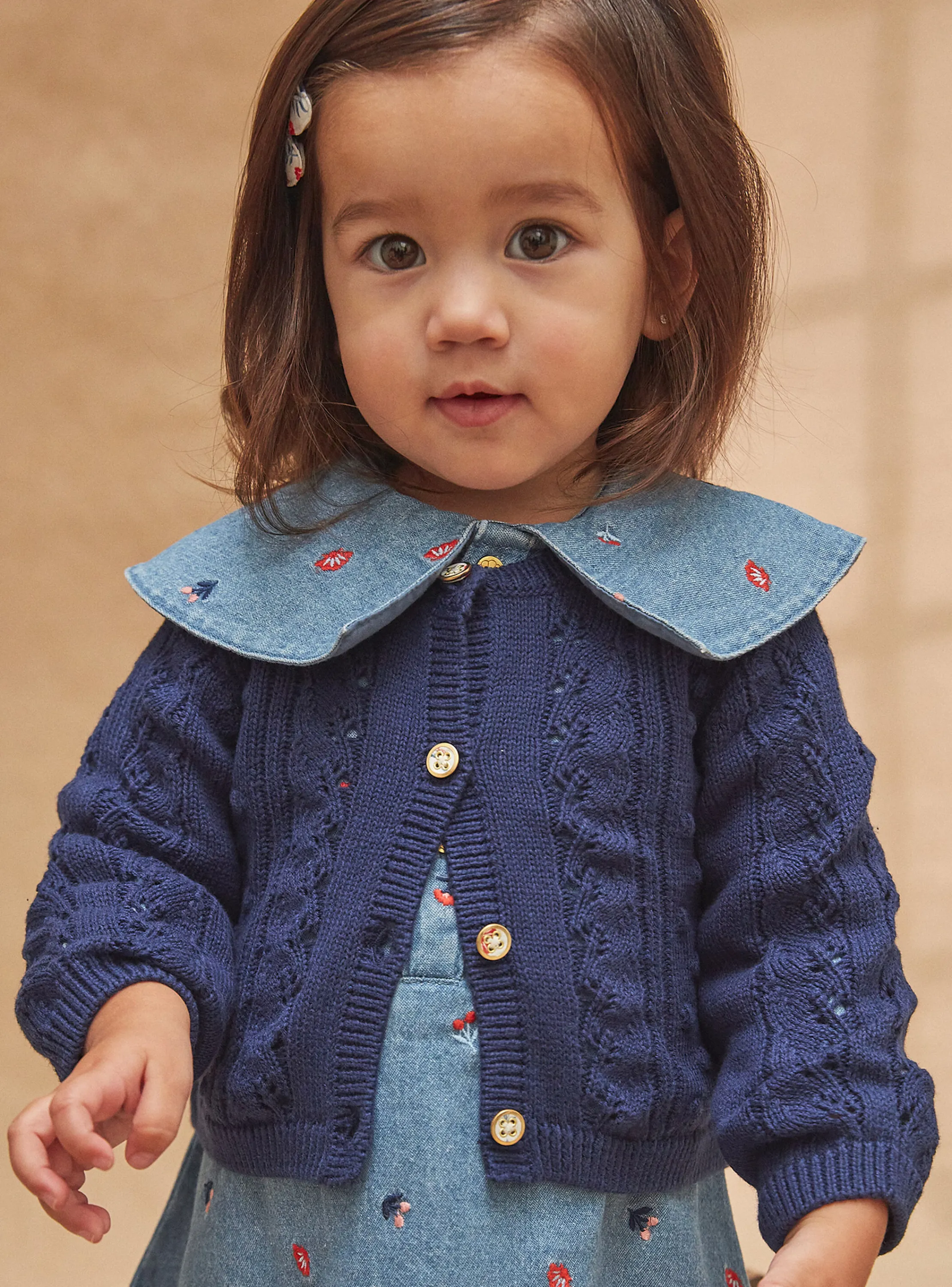 Discount Sergent Major Openwork Knit Baby Girl Cardigan