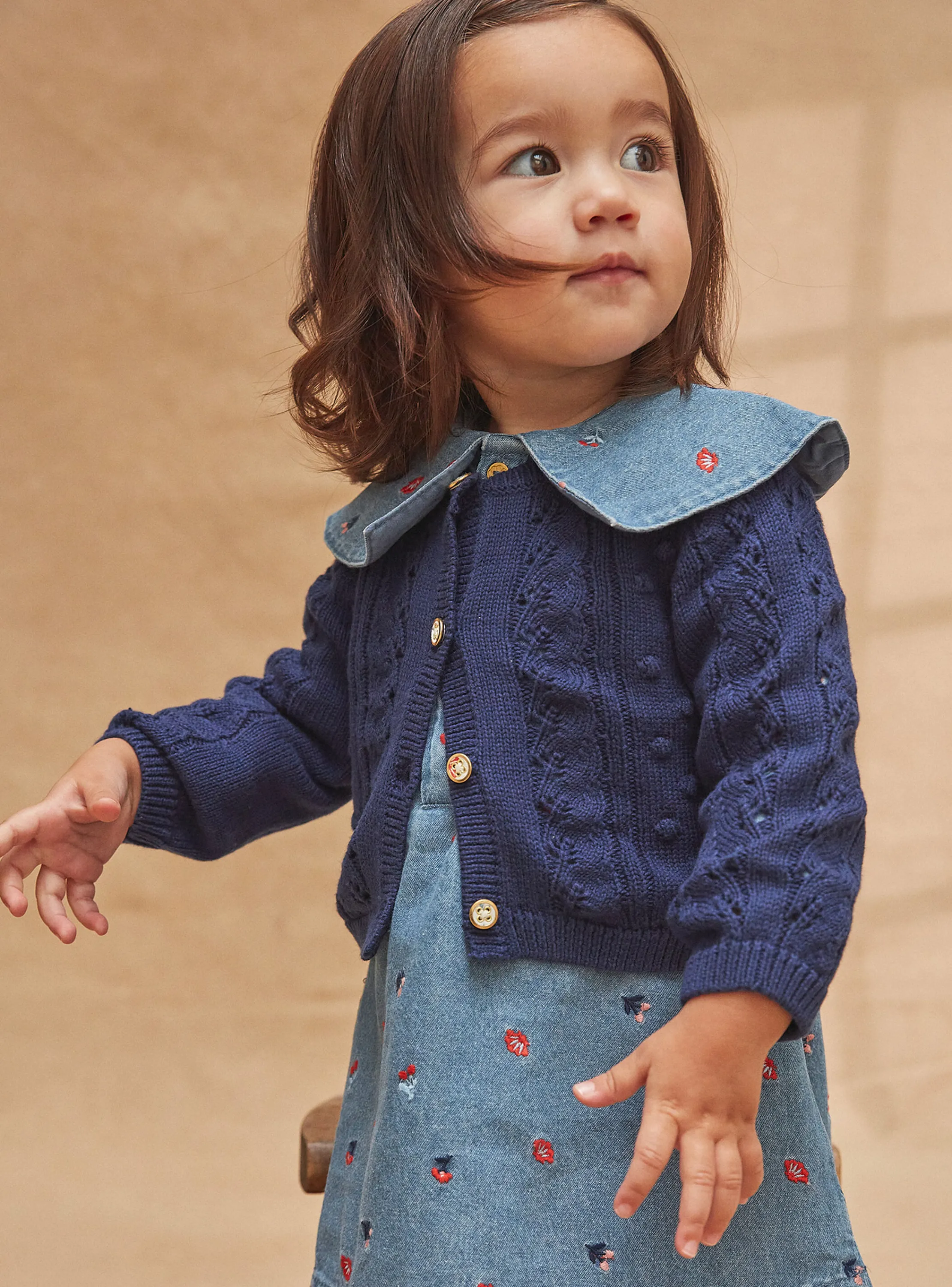 Discount Sergent Major Openwork Knit Baby Girl Cardigan