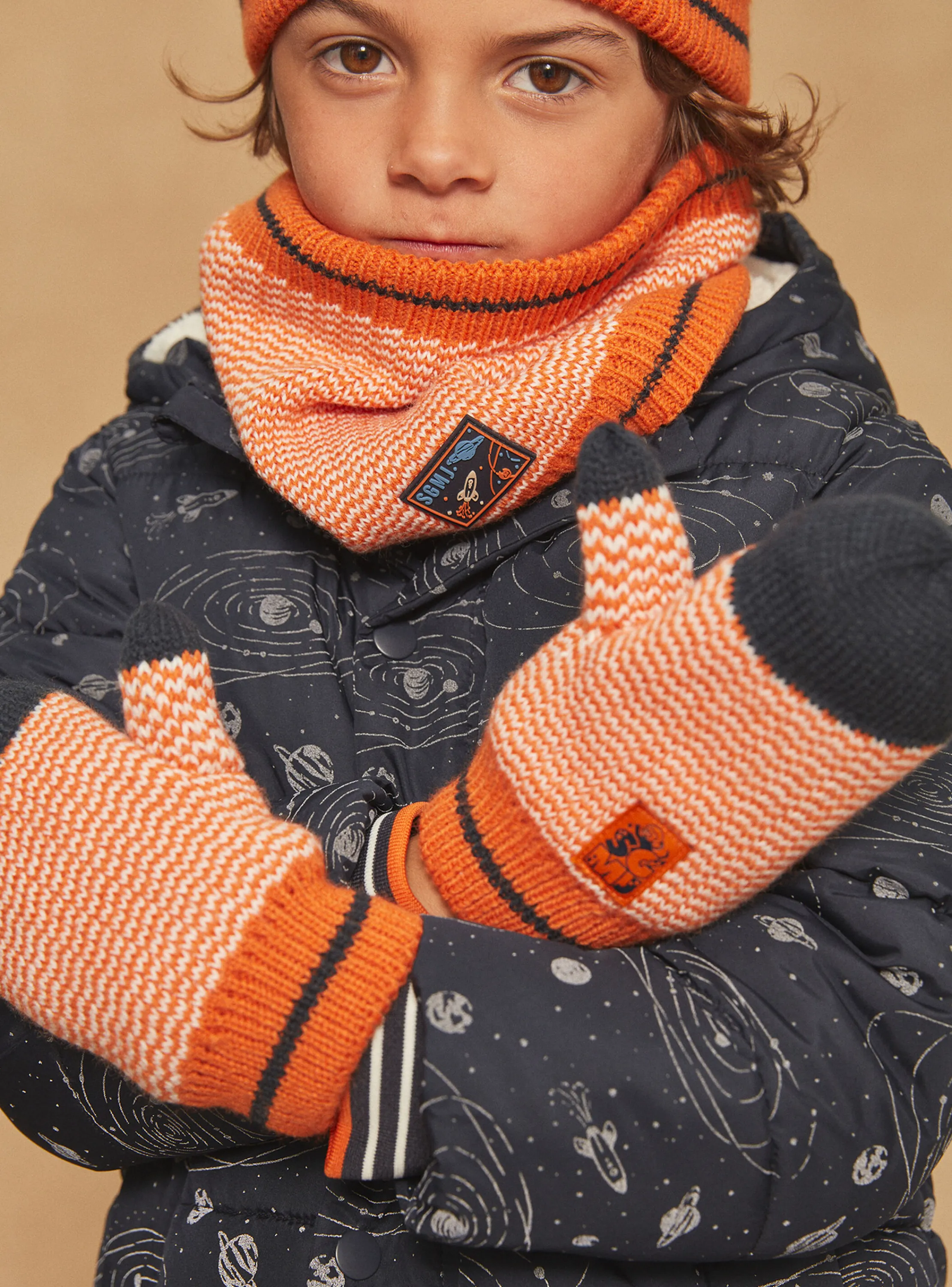 Sale Sergent Major Orange knitted muffles