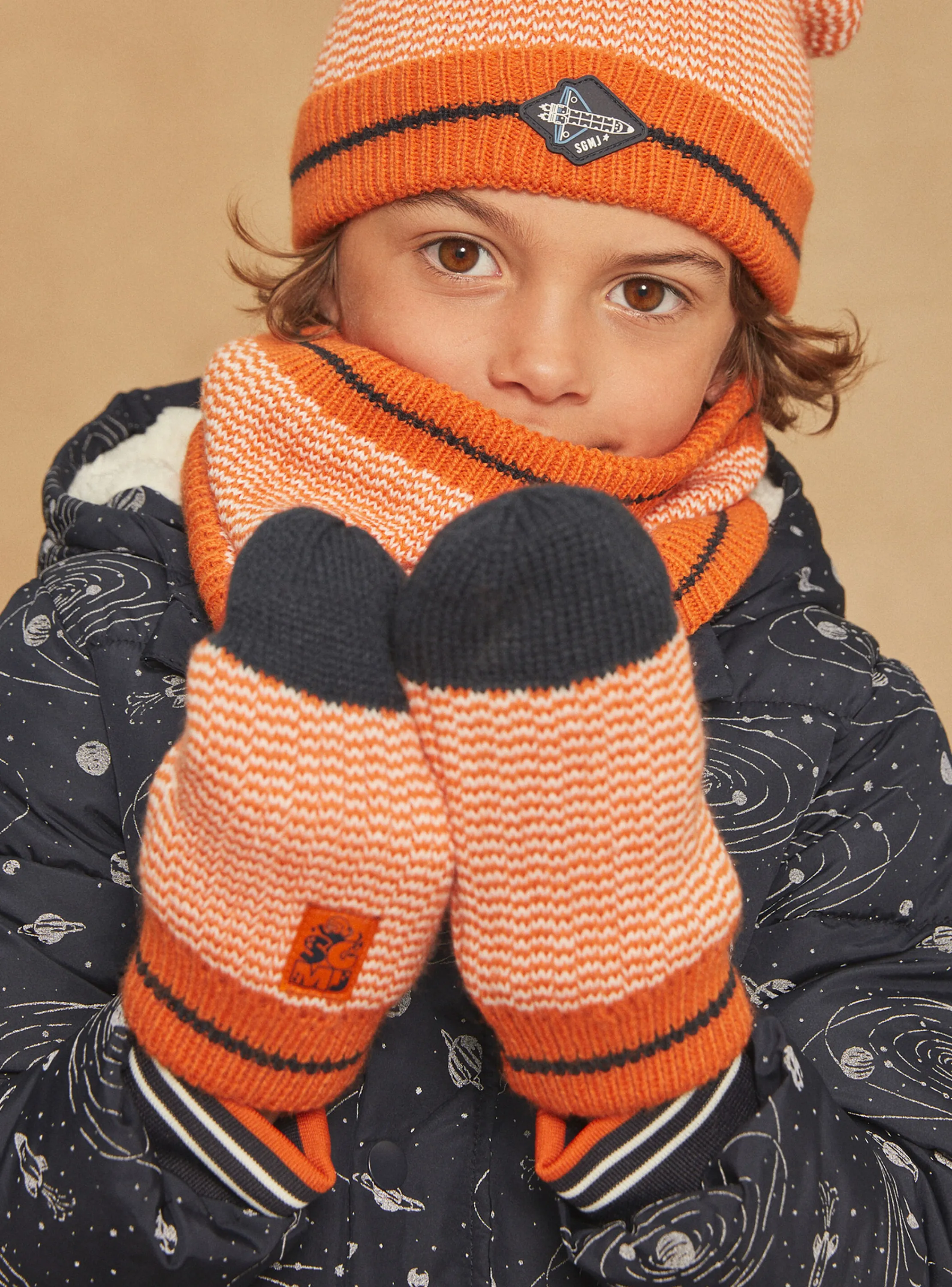 Sale Sergent Major Orange knitted muffles
