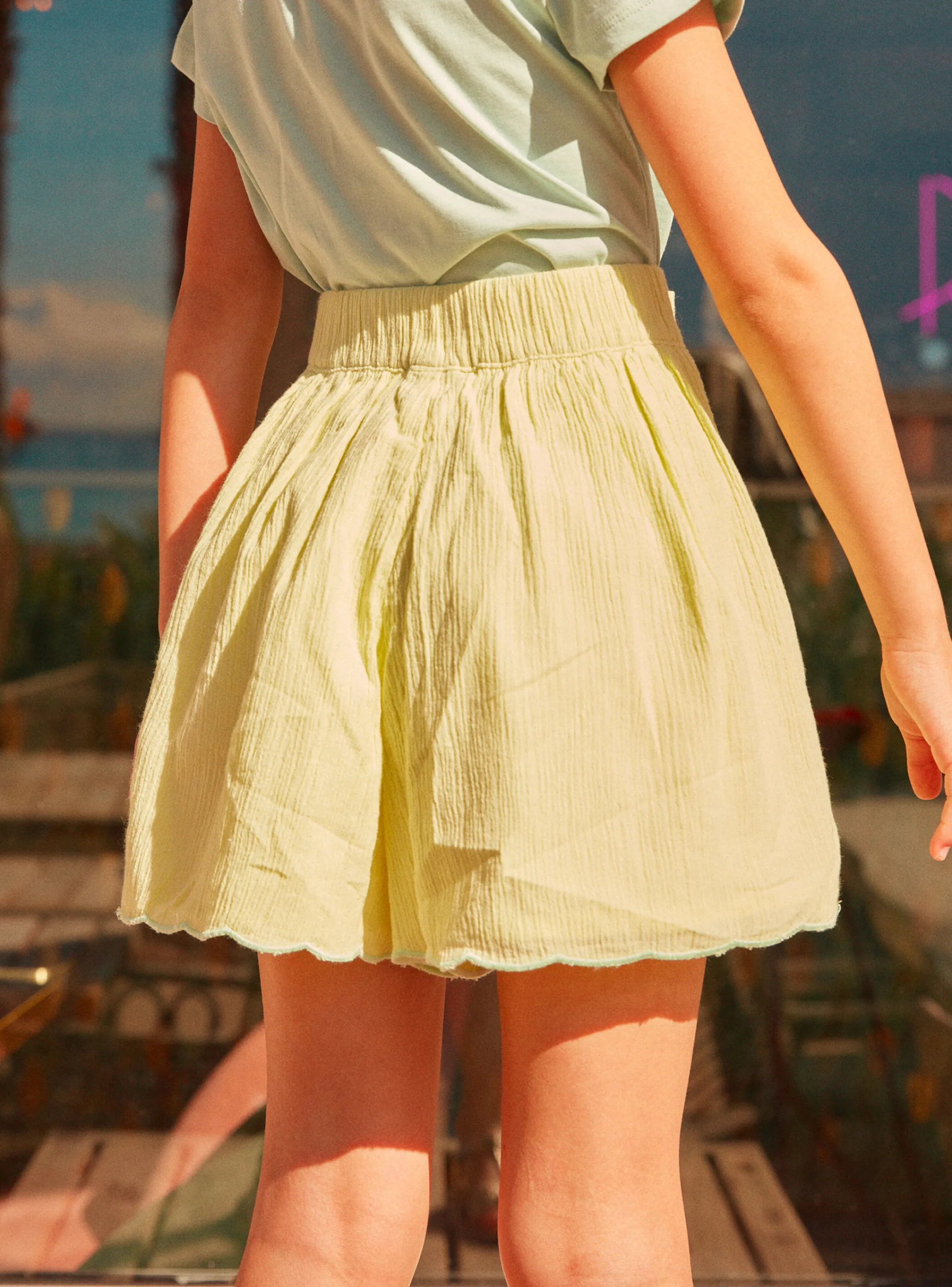 Outlet Sergent Major Pale Yellow Embroidered Shorts