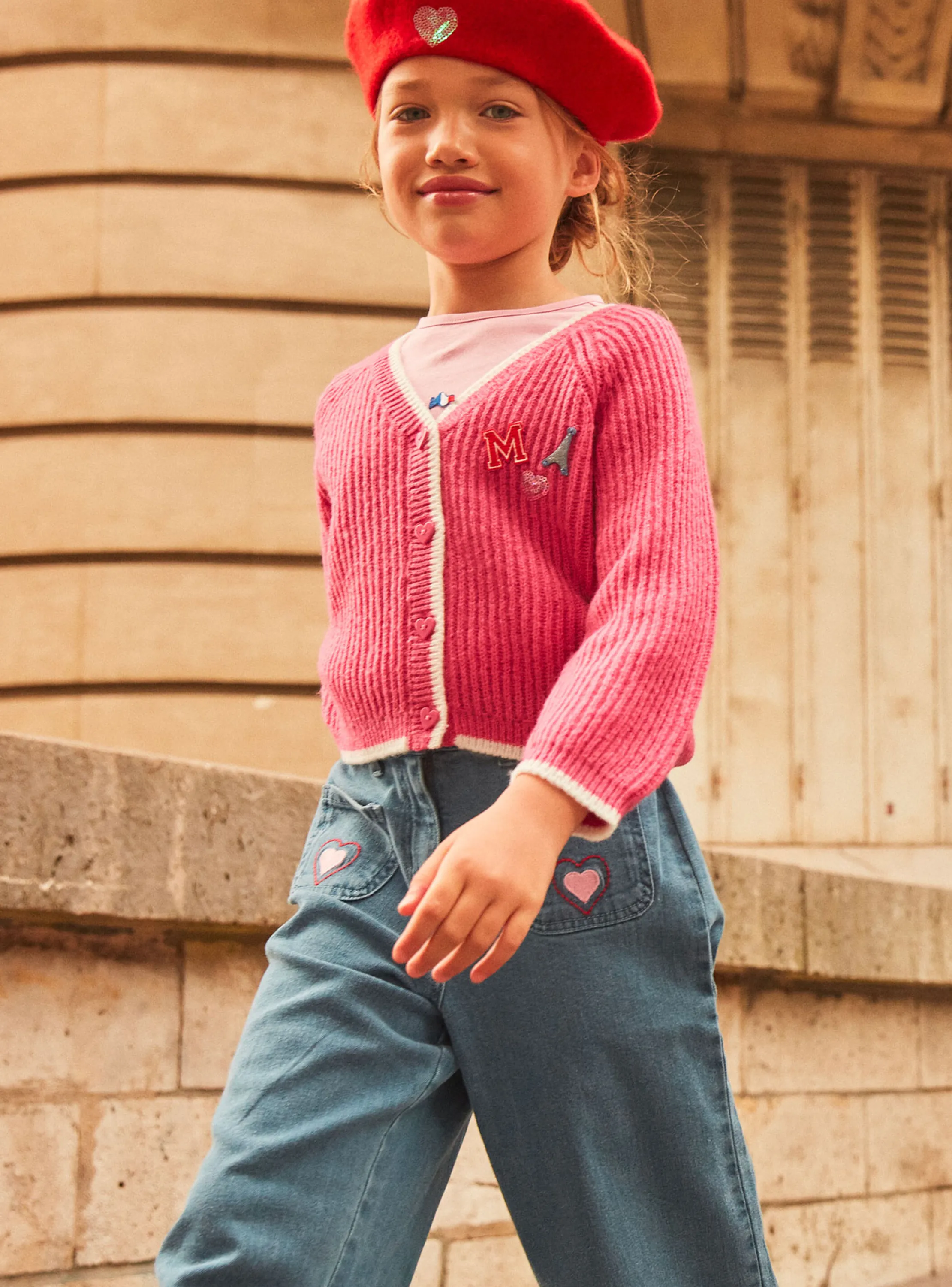Online Sergent Major Petunia pink knitted cardigan