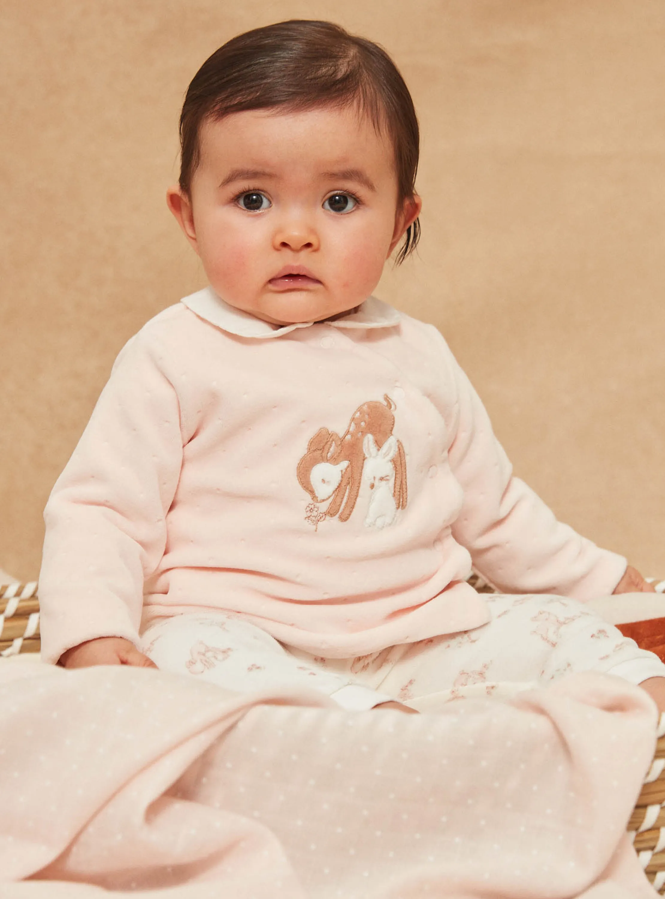 Store Sergent Major Pink and ecru velvet pajamas