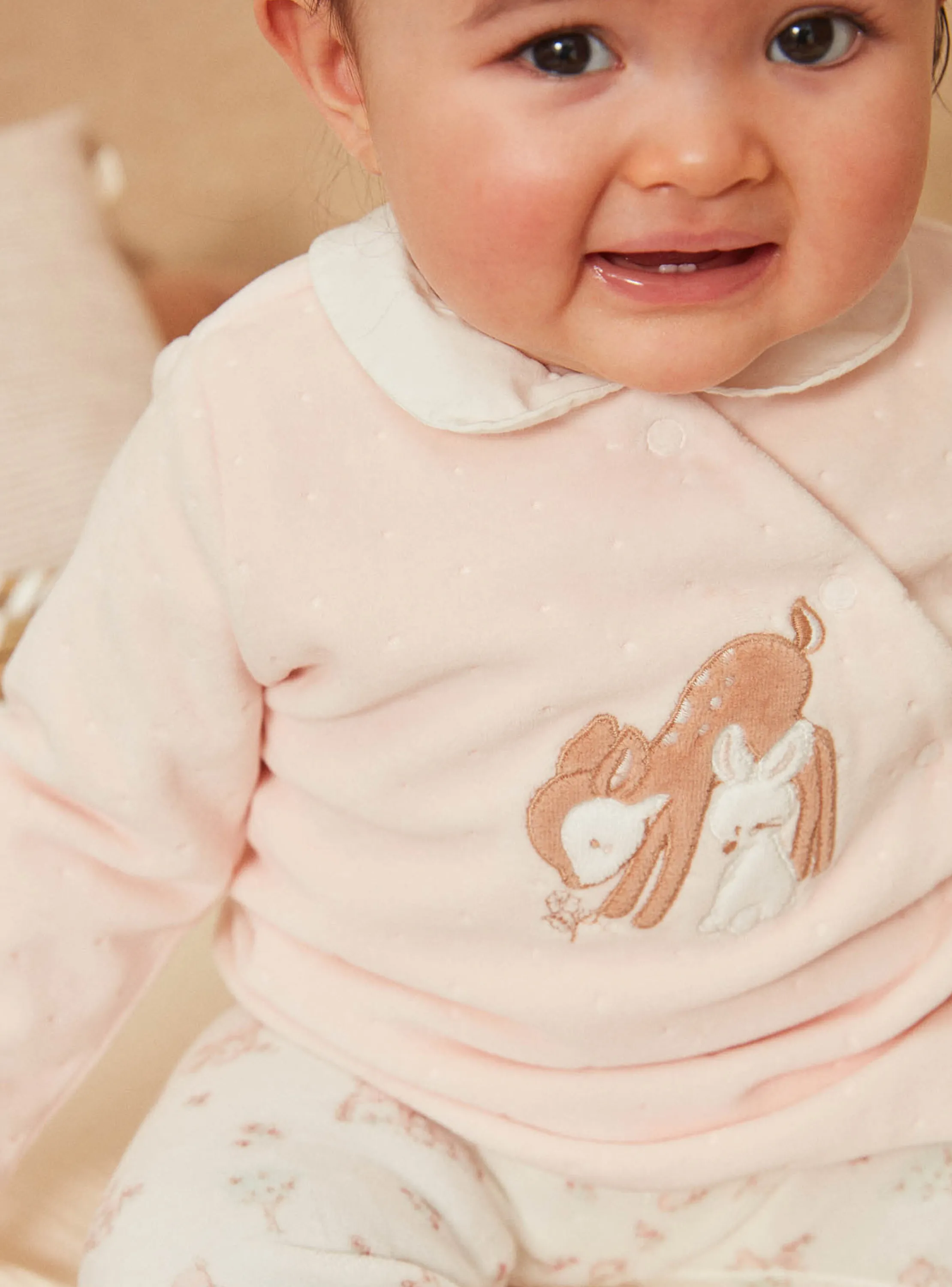 Store Sergent Major Pink and ecru velvet pajamas
