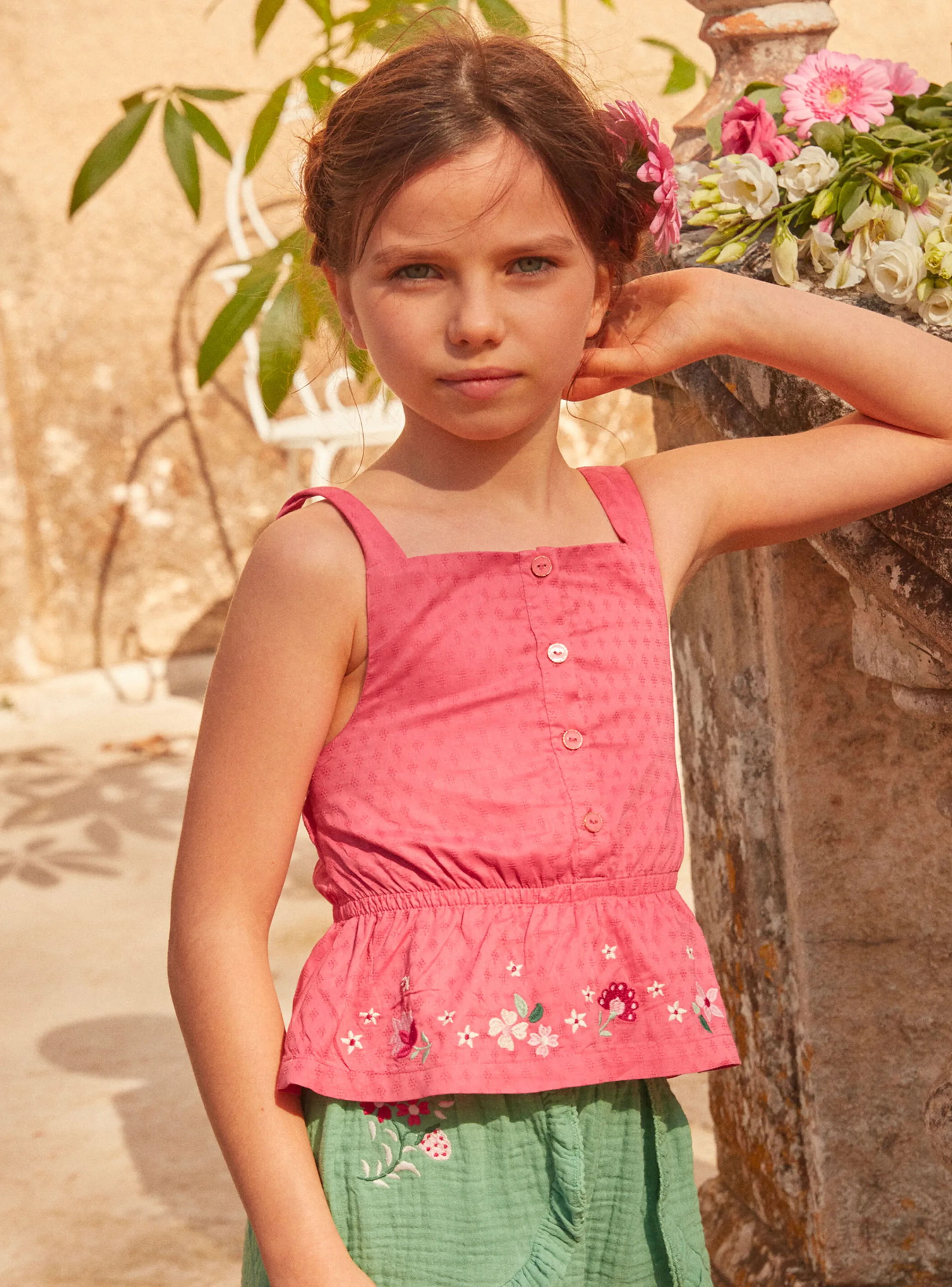 Hot Sergent Major Pink embroidered blouse
