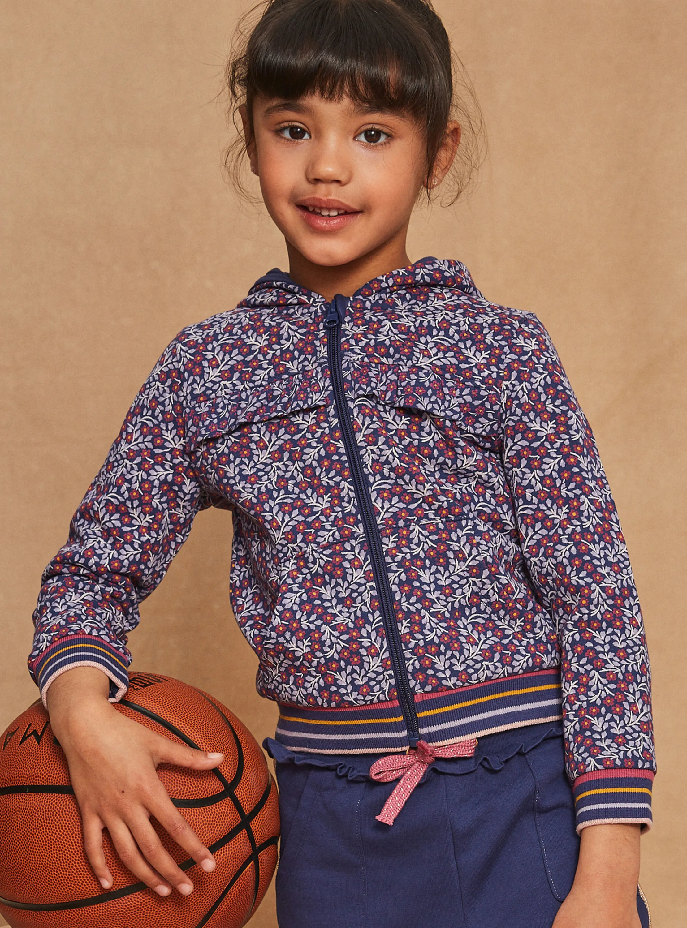 Outlet Sergent Major Purple hoodie with floral print