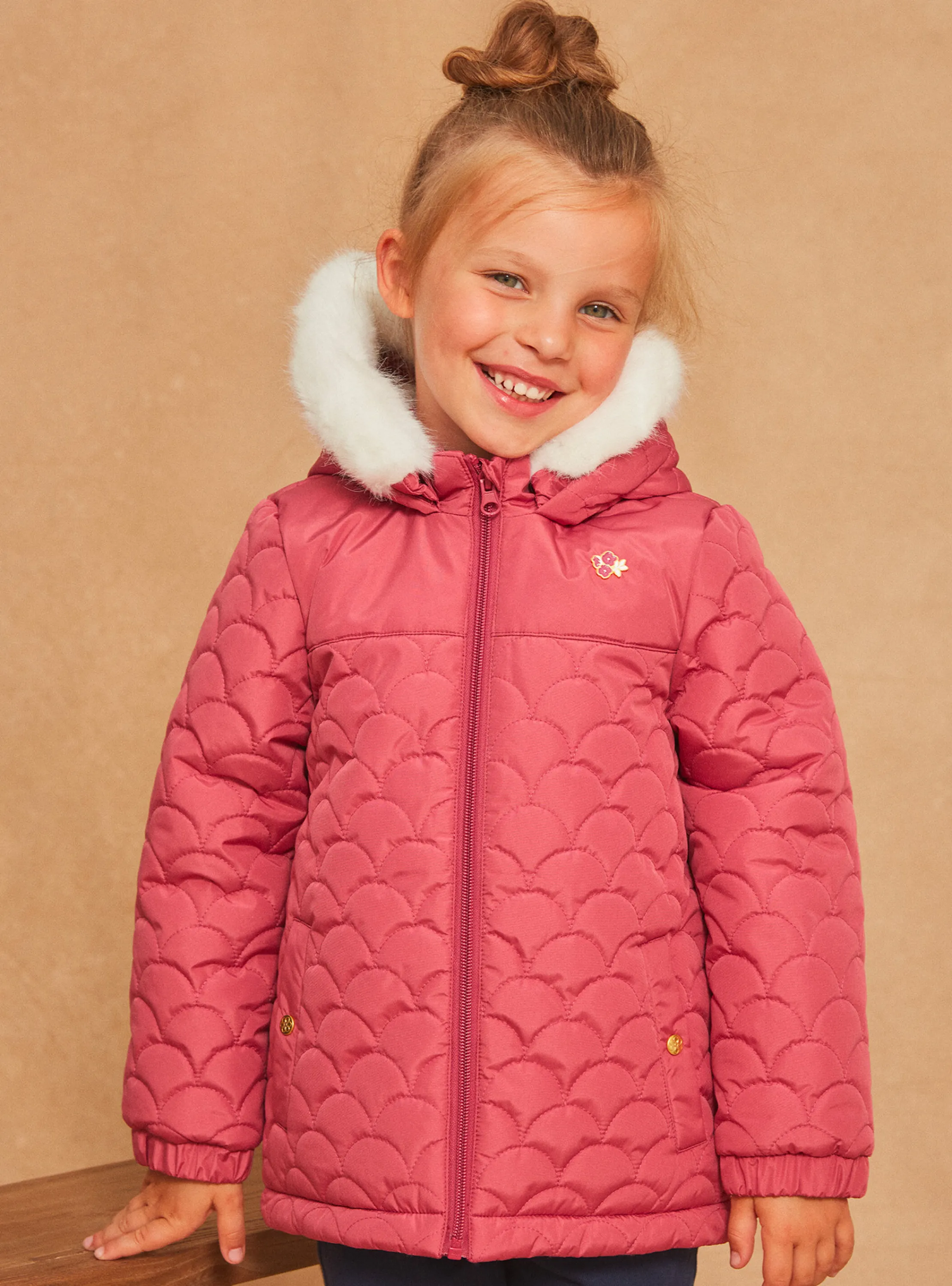Sale Sergent Major Quilted pink hooded down jacket