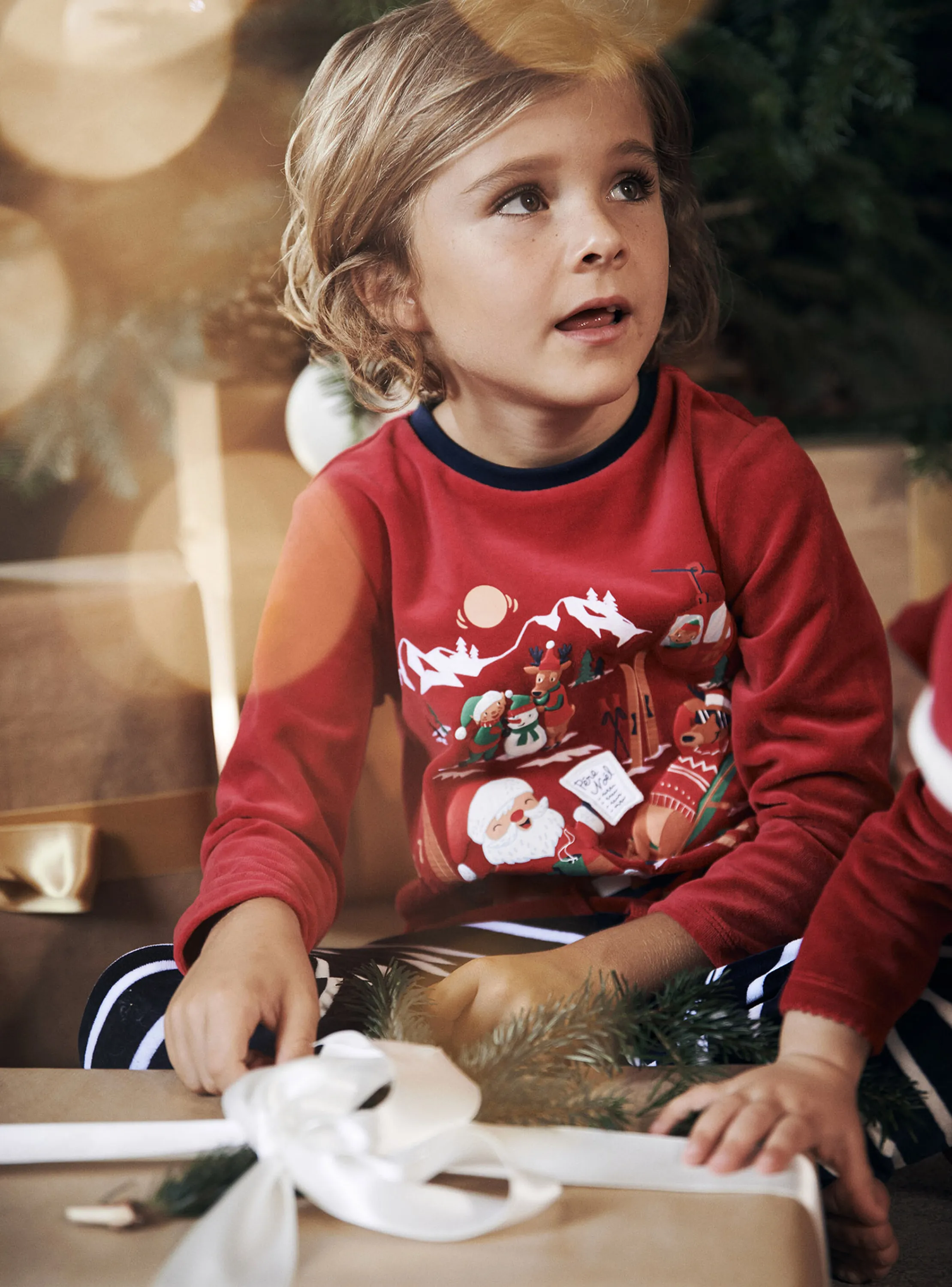Shop Sergent Major Red and navy velvet Christmas pyjama set