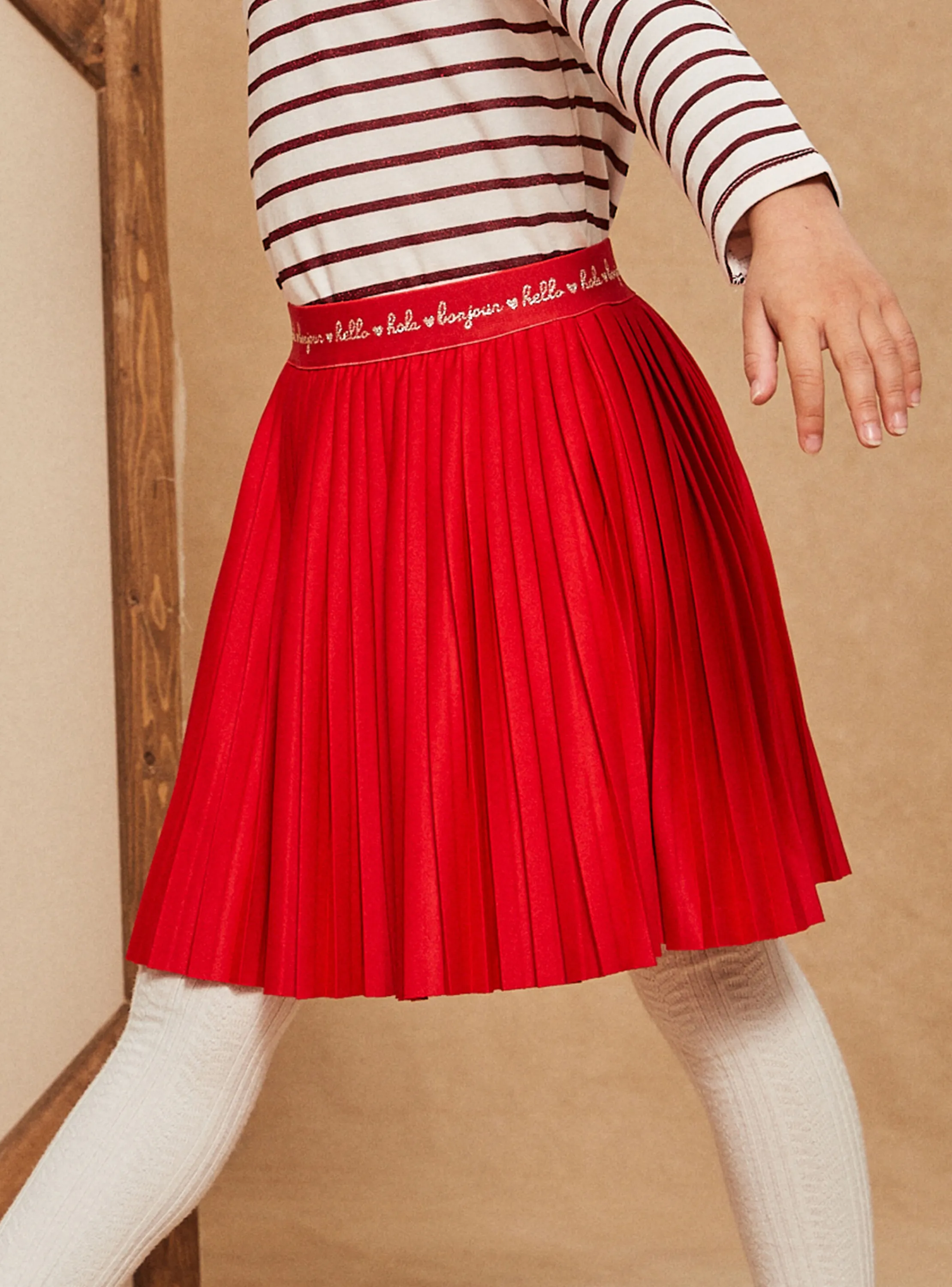 Shop Sergent Major Red jersey pleated skirt