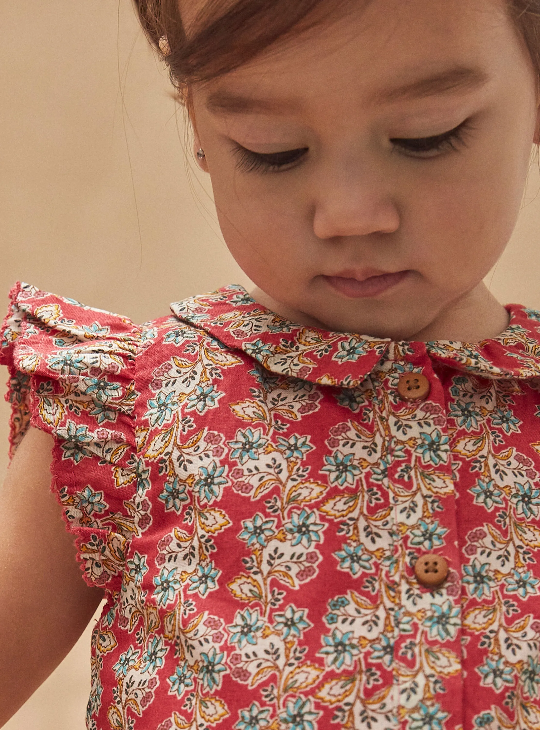 Best Sergent Major Red jumpsuit with a floral print collar