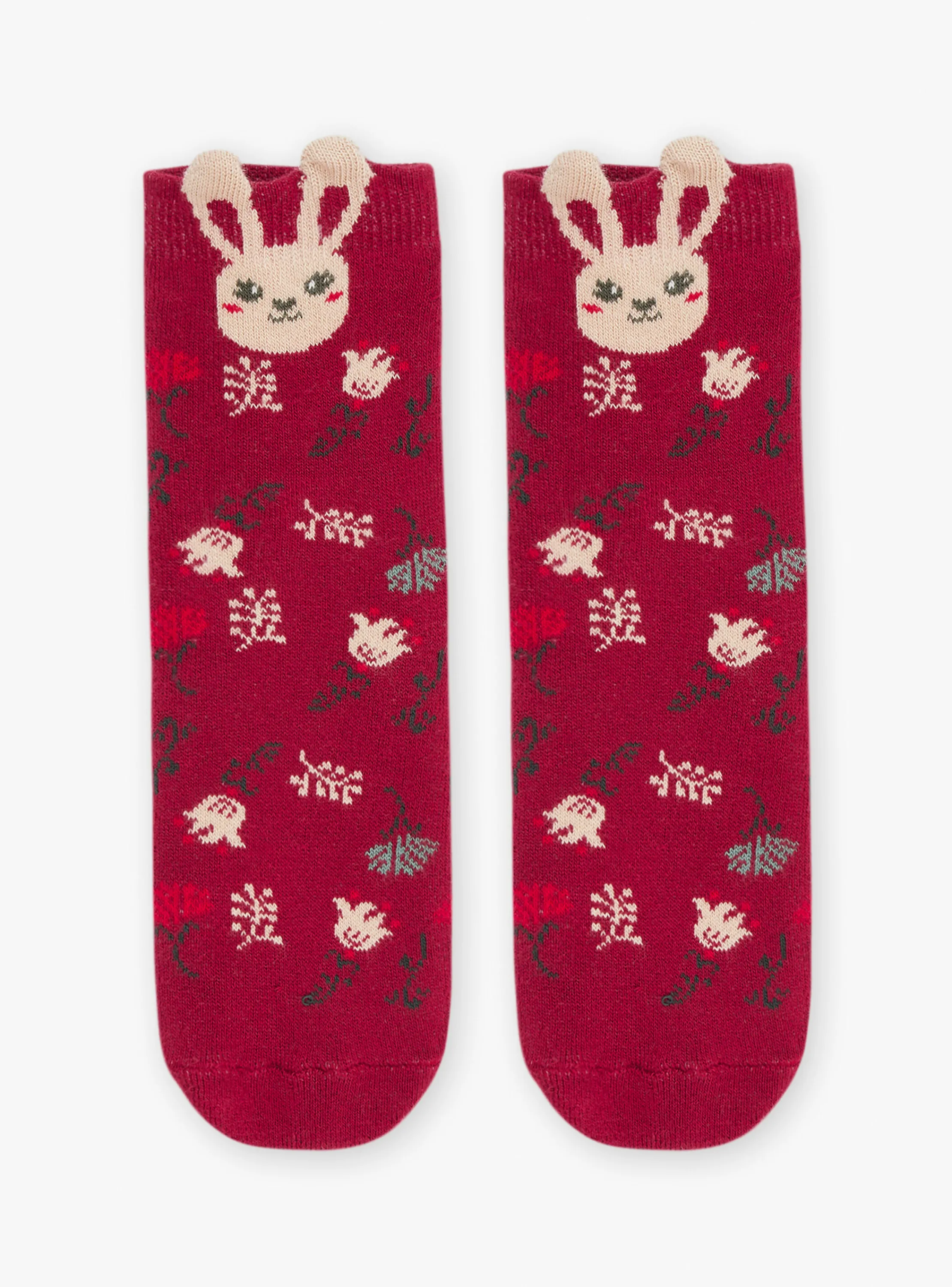Cheap Sergent Major Red socks with floral jacquard