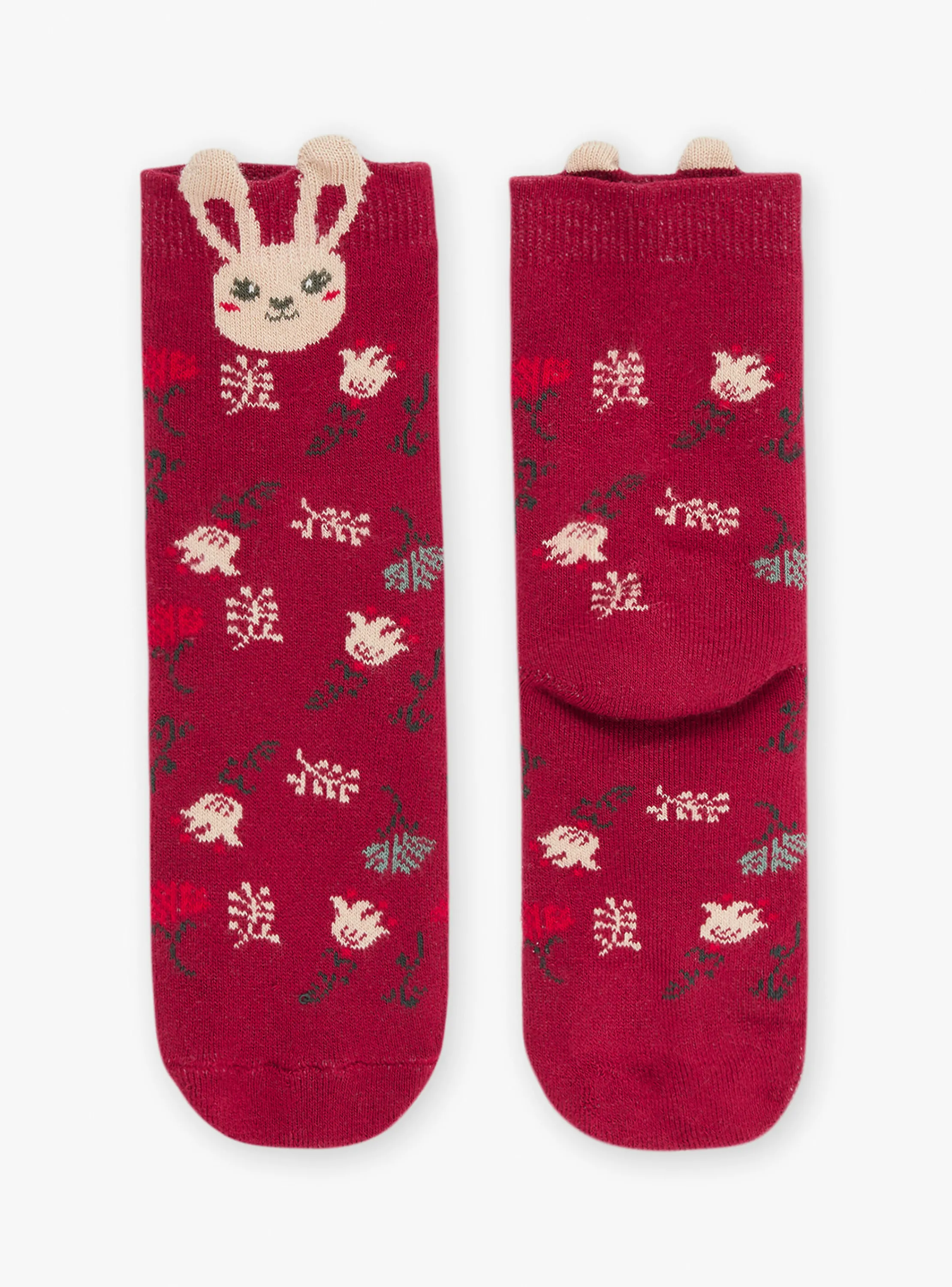 Cheap Sergent Major Red socks with floral jacquard