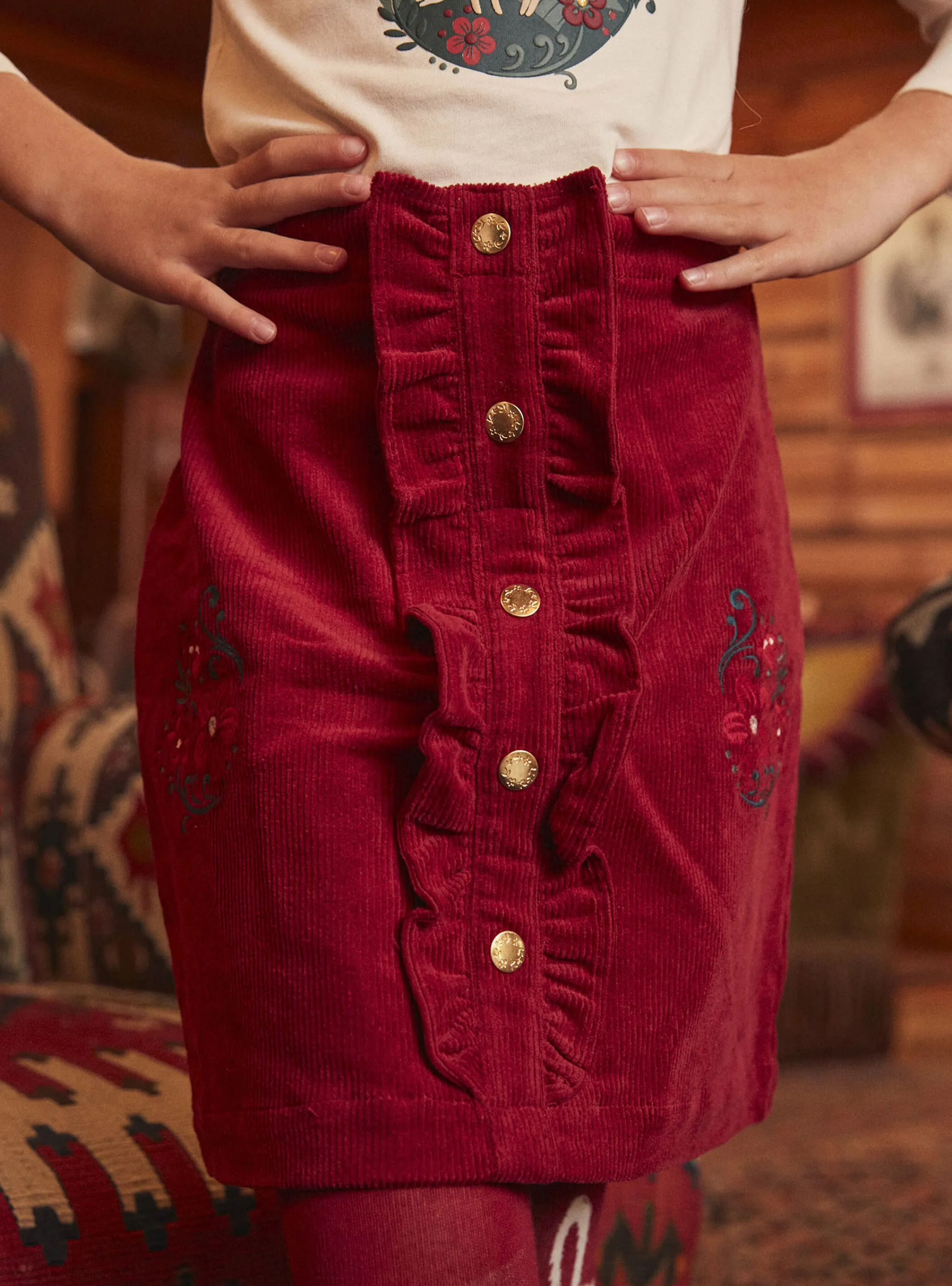 Best Sale Sergent Major Red velvet skirt