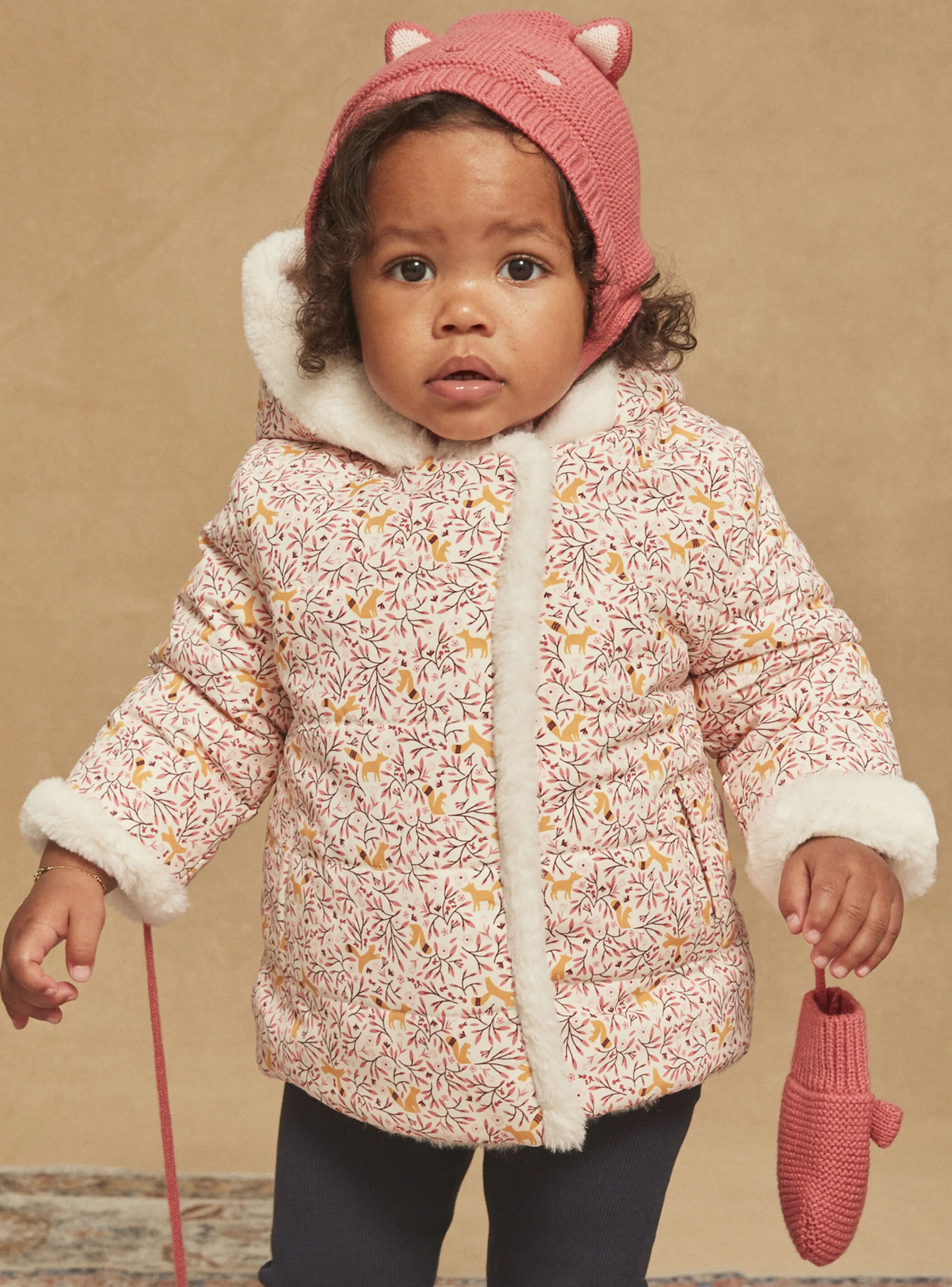 Cheap Sergent Major Reversible ecru and pink hooded coat